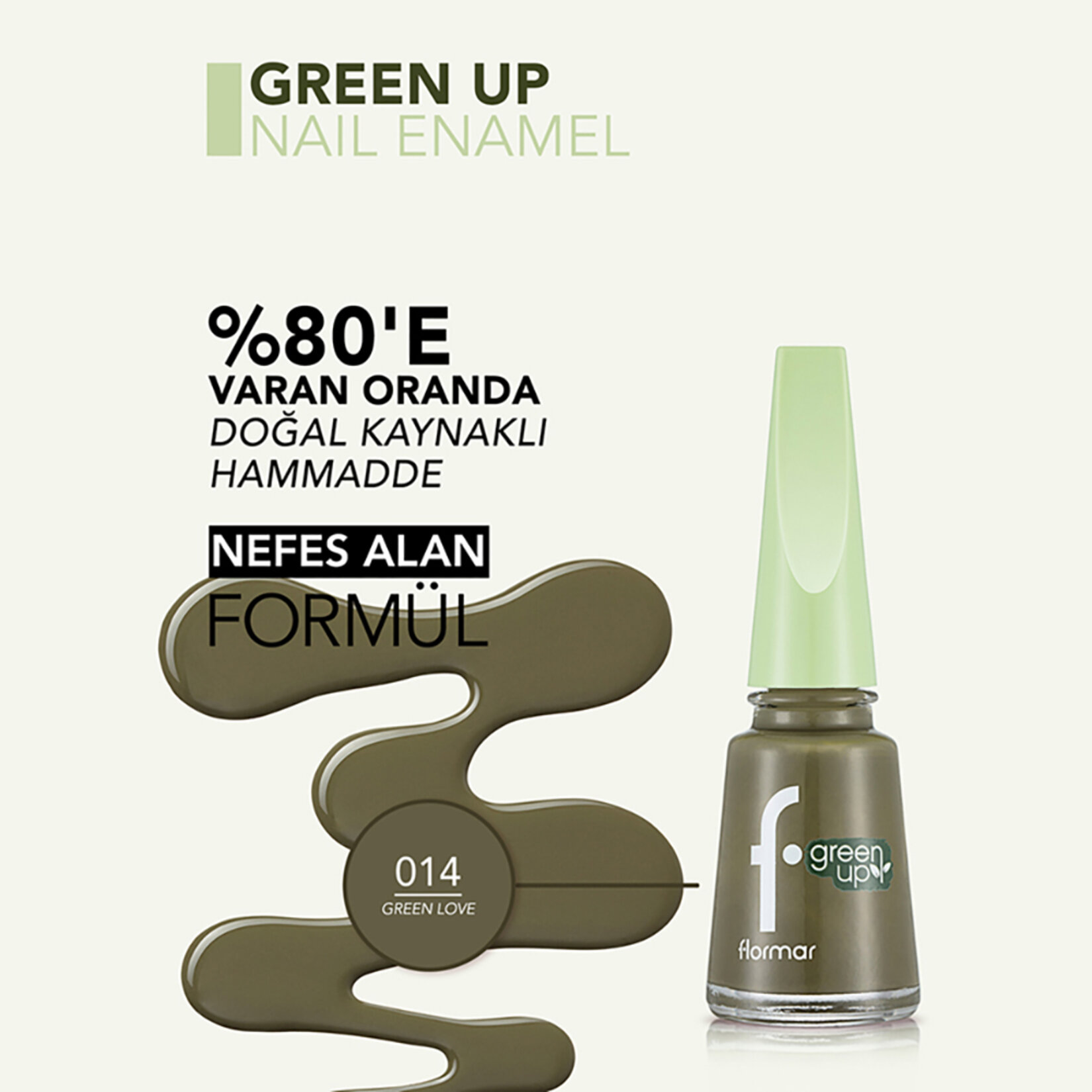 Flormar Green Up Vegan Formüllü Nefes Alabilen Oje - 014 Green Love - Görsel 4