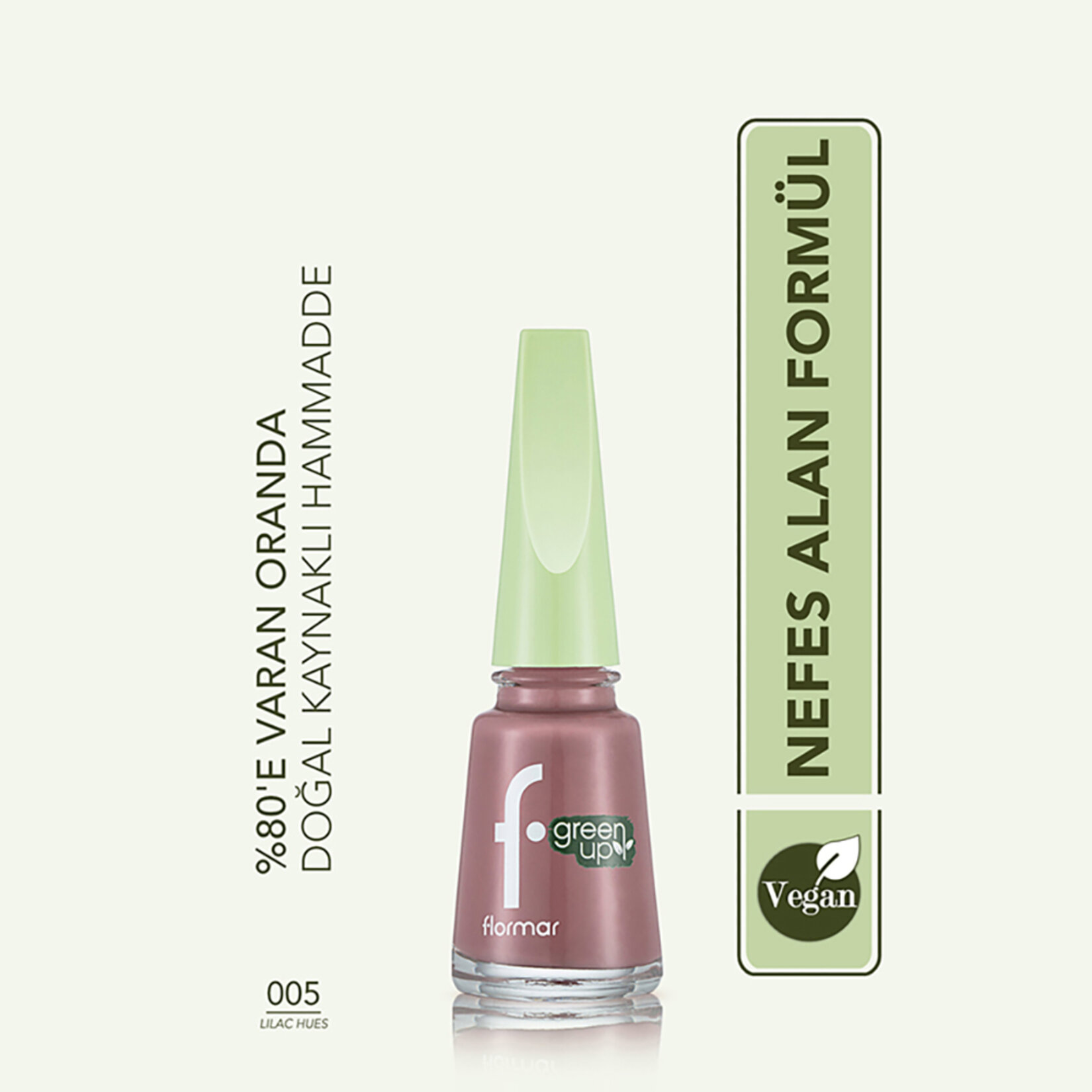 Flormar Green Up Vegan Formüllü Nefes Alabilen Oje - 005 Lilac Hues - Görsel 3
