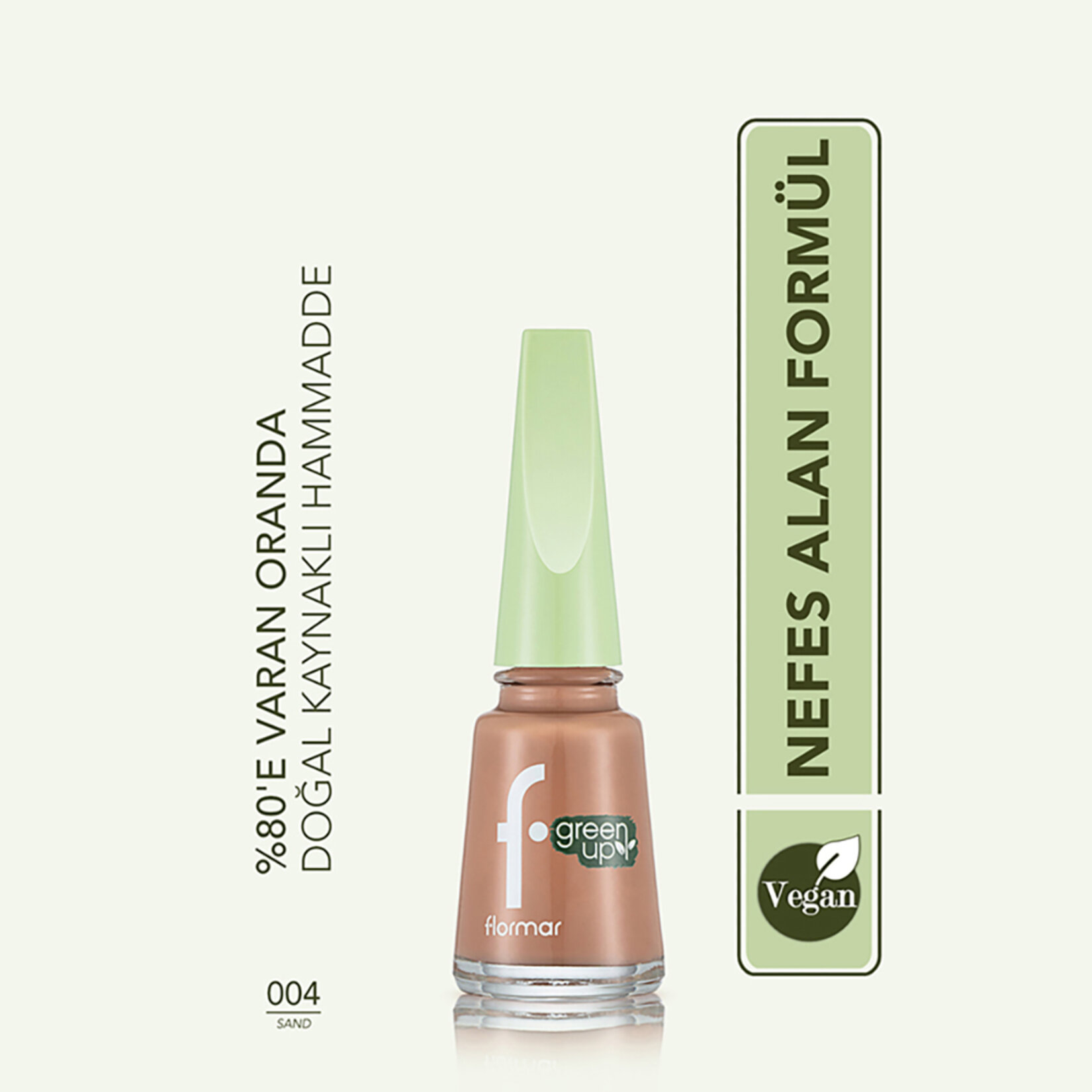 Flormar Green Up Vegan Formüllü Nefes Alabilen Oje - 004 Sand - Görsel 3