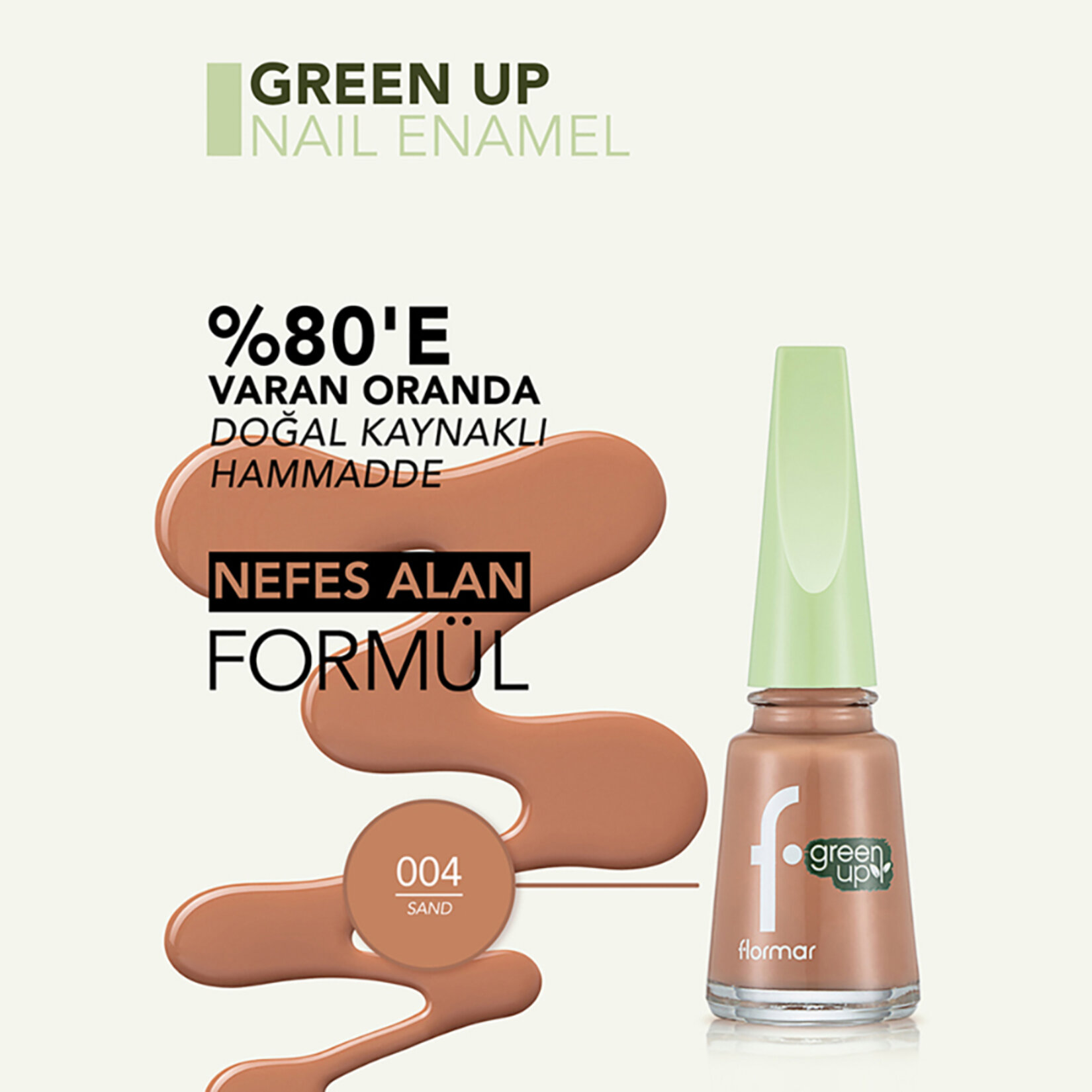 Flormar Green Up Vegan Formüllü Nefes Alabilen Oje - 004 Sand - Görsel 4