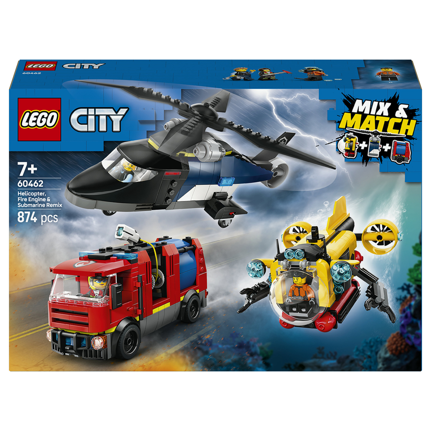 Lego Helikopter İtfaiye Kamyonu ve Denizaltı Karışımı - Görsel 1