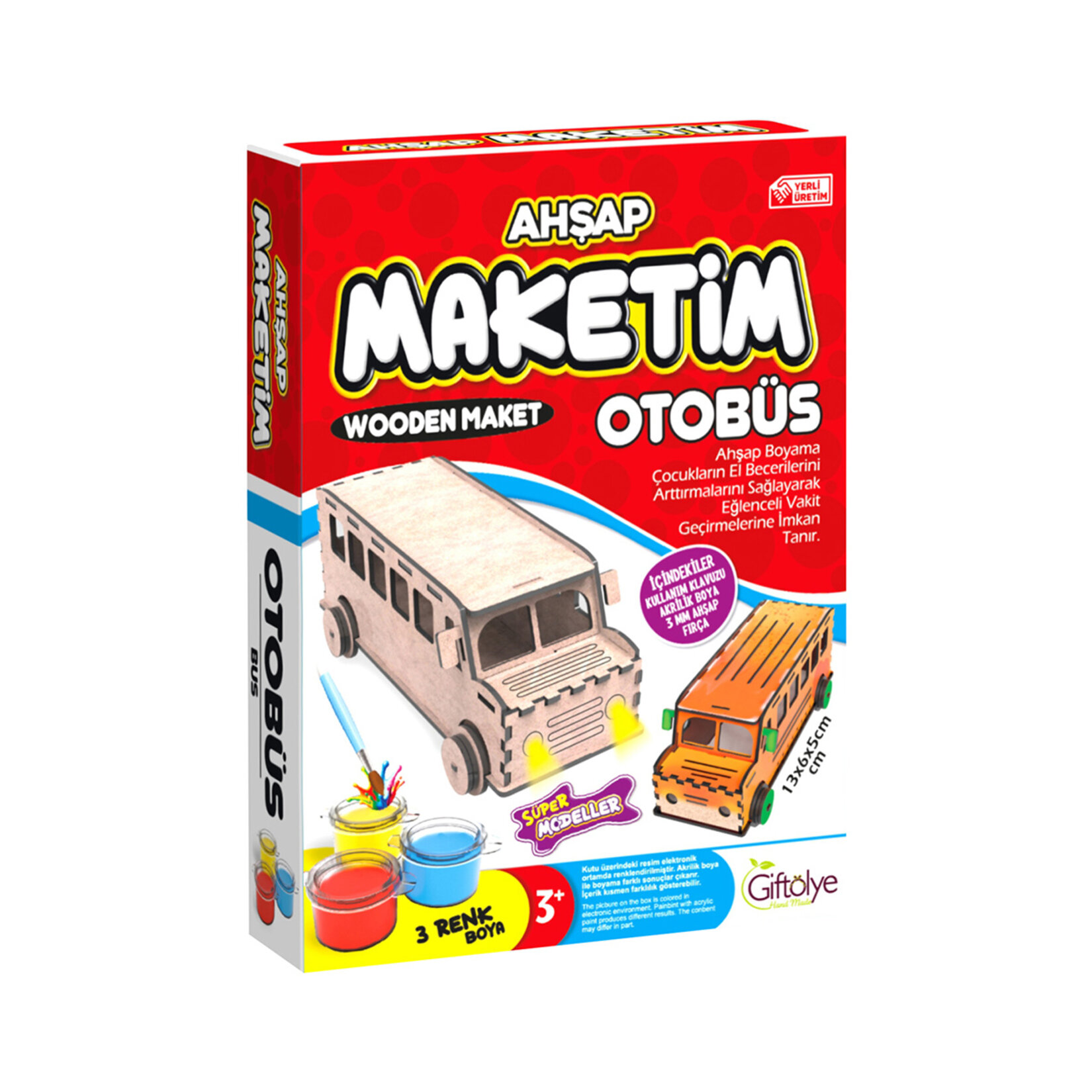 Giftölye Ahşap Maket Boyama Küçük Boy - Görsel 1