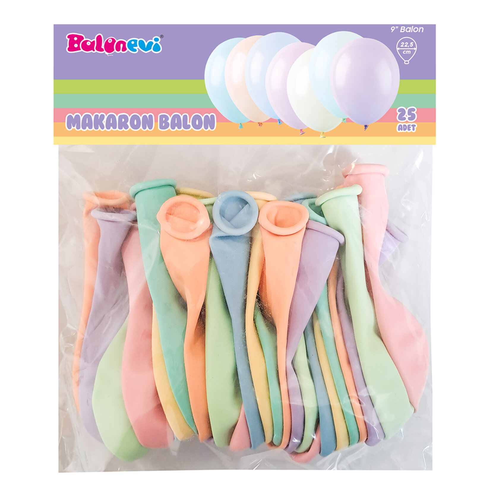 Balonevi Baskısız Makaron Balon 25'li