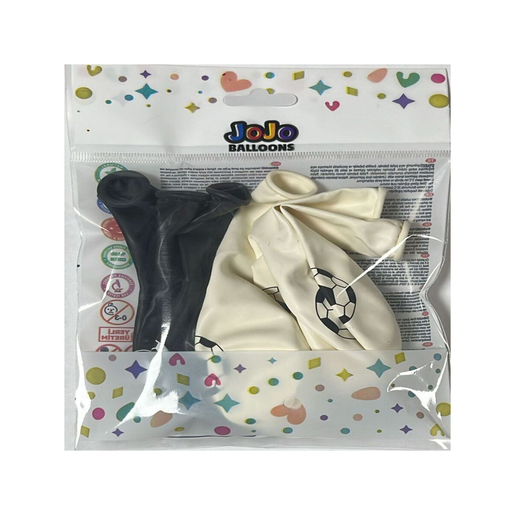 Jojo Balloons 12" Taraftar Siyah Beyaz Baskılı Balon 6'lı - Görsel 2