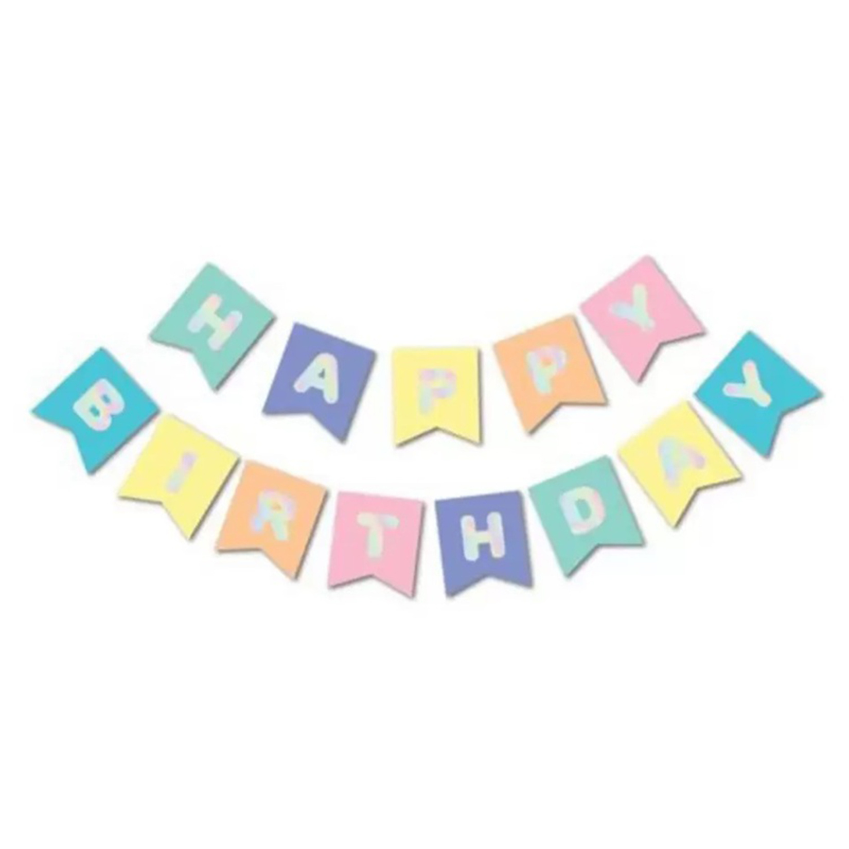 Delux Makaron Gümüş Happy Birthday Banner - Görsel 1