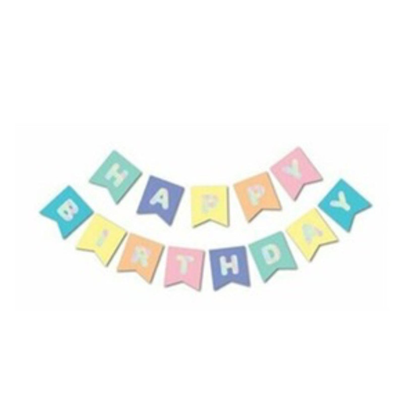 Delux Makaron Gümüş Happy Birthday Banner - Görsel 2