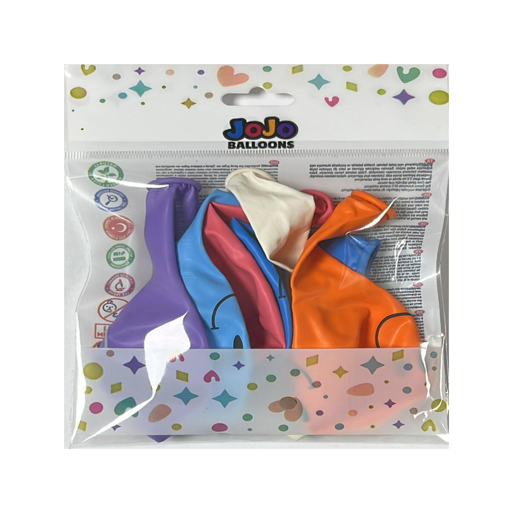 Jojo Balloons 12" Gülen Yüz Baskılı Balon 6'lı - Görsel 2