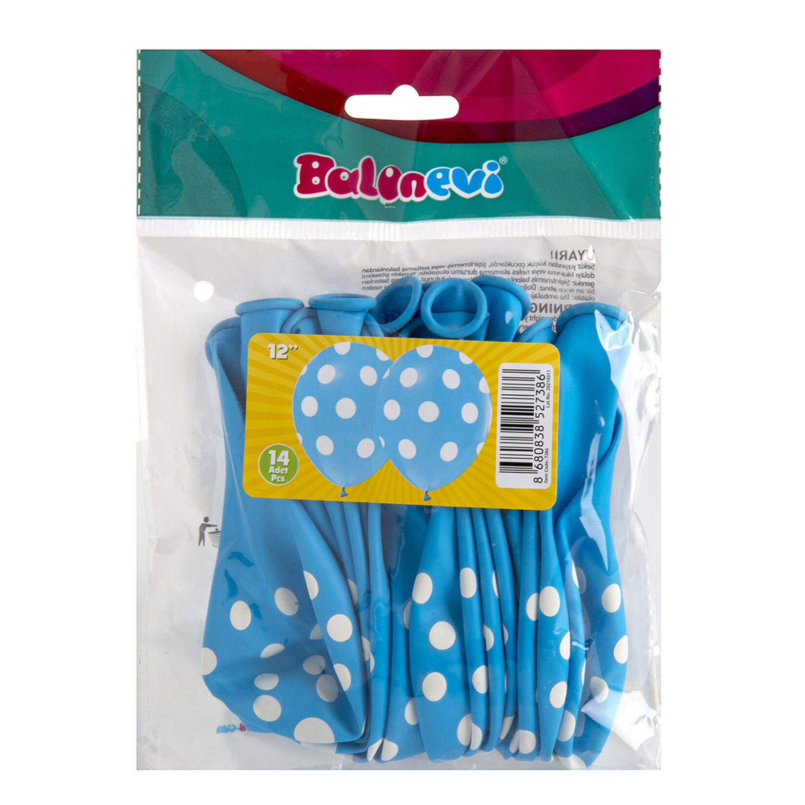 Balon Evi Puantiye Baskılı Açık Mavi Balon 14'Lü