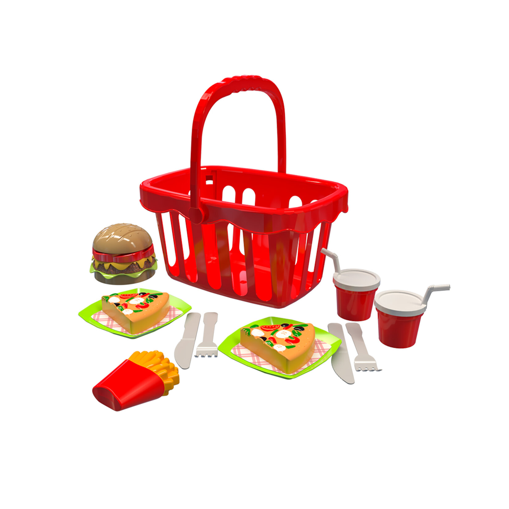 Uçar Oyuncak Piknik Sepeti Hamburger Pizza Set - Görsel 1