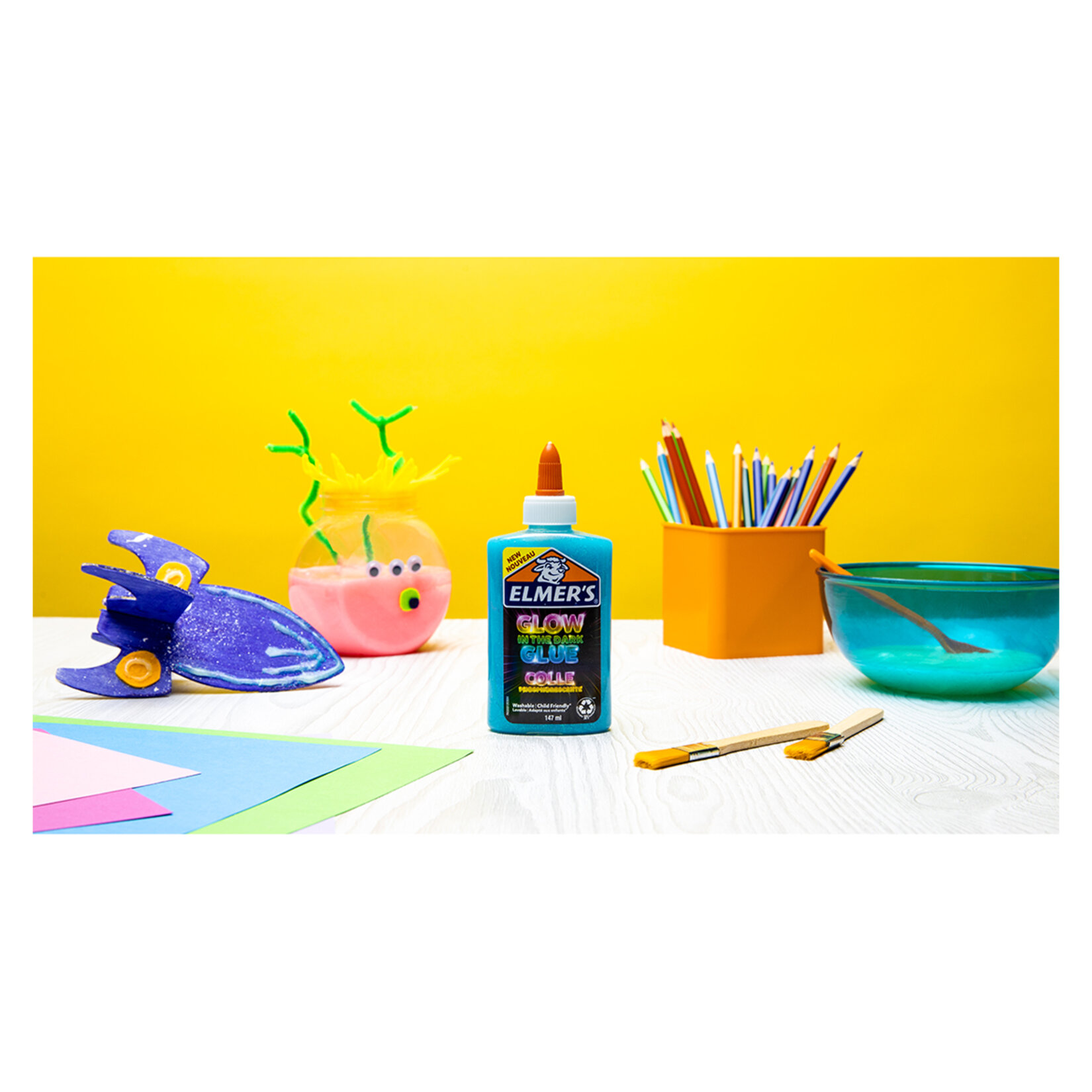ELMER'S Karanlıkta parlayan yapıştırıcı 147 ml, Mavi - Görsel 2