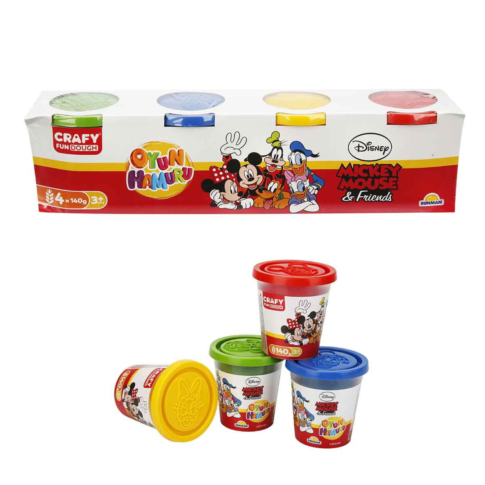 Sunman Crafy Oyun Hamuru Mickey 4 x 140 G