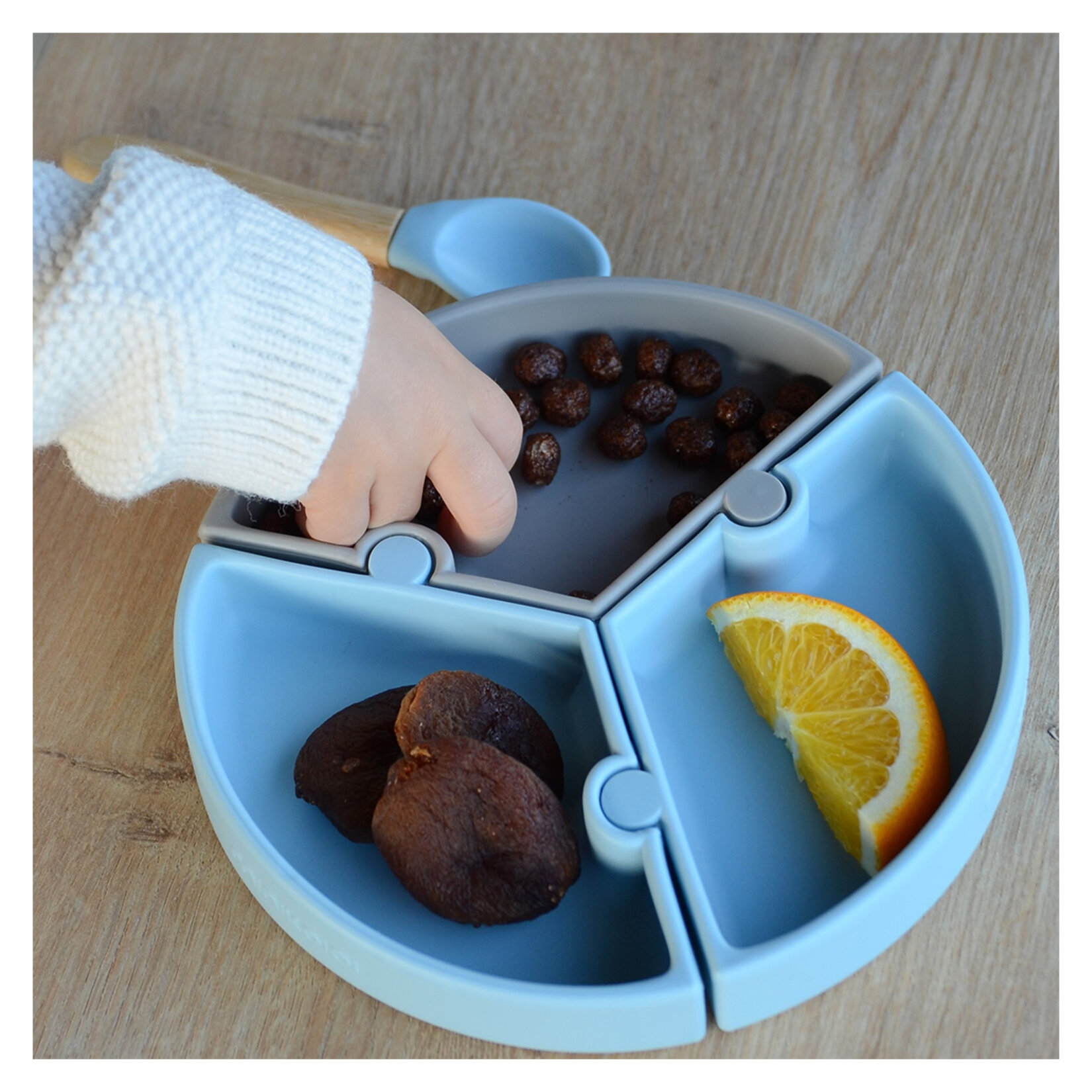 Oioi Vakumlu Mama Tabağı Puzzle Mineral Blue - Görsel 2