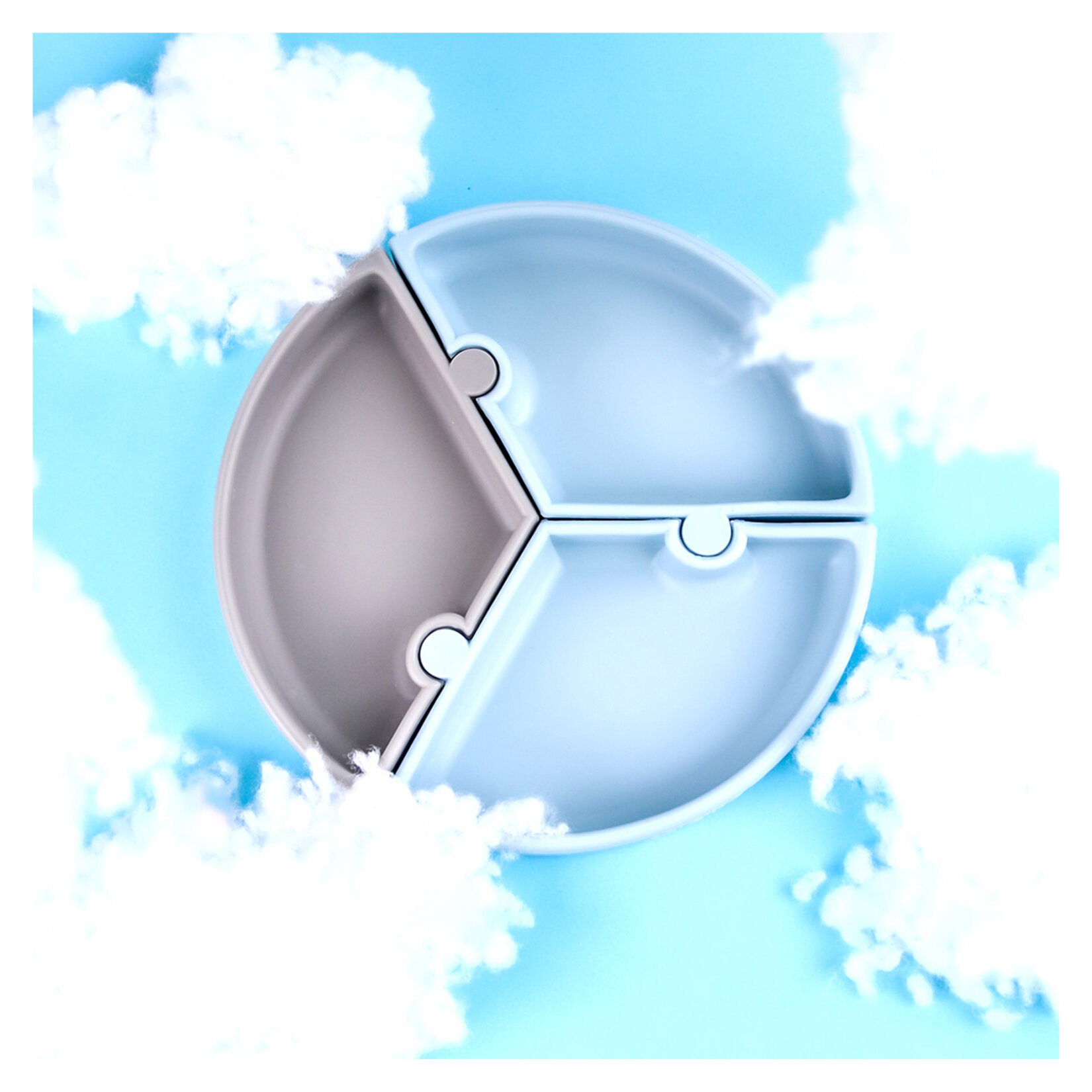 Oioi Vakumlu Mama Tabağı Puzzle Mineral Blue - Görsel 4