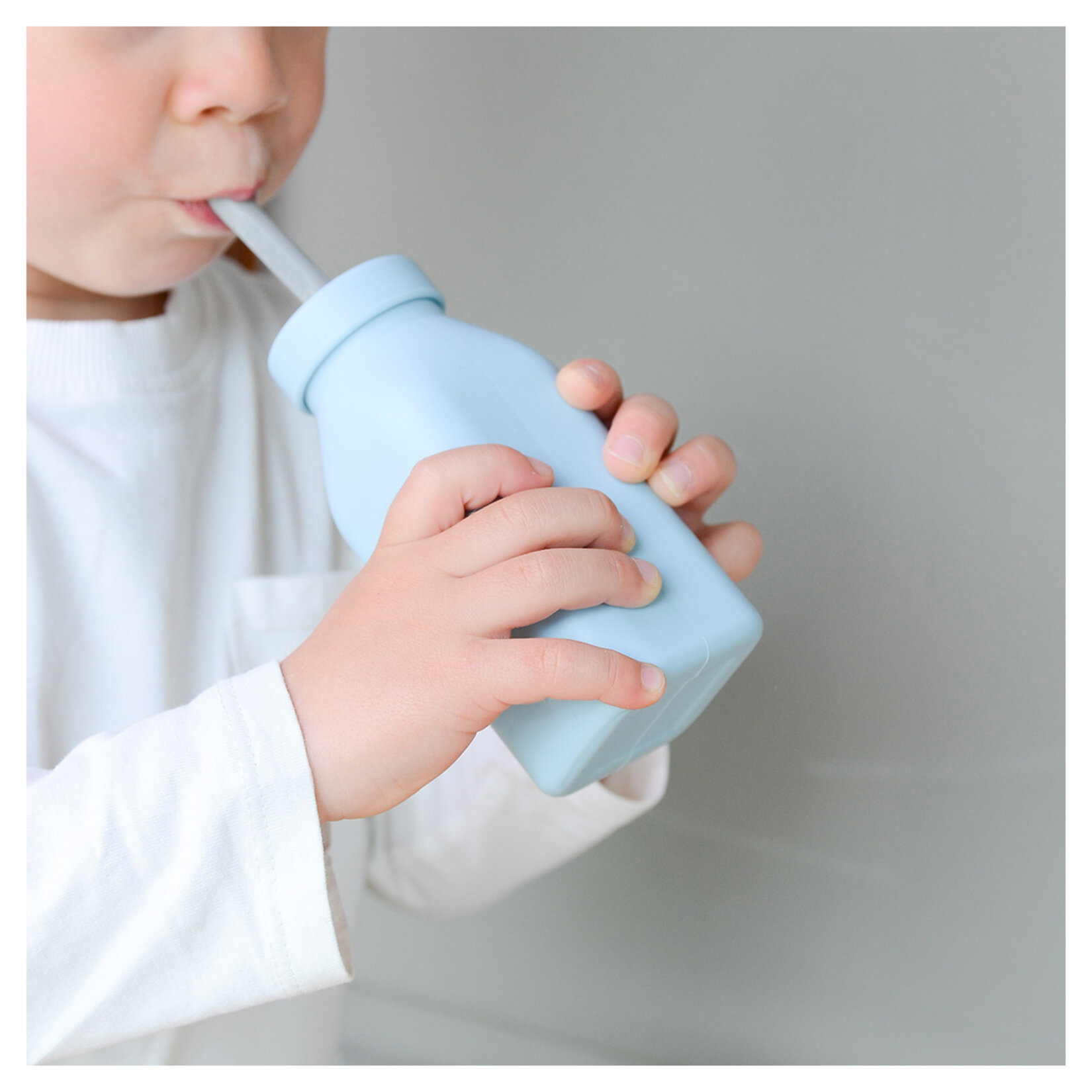 Oioi Şişe + Pipet Mineral Blue / Powder Grey - Görsel 2