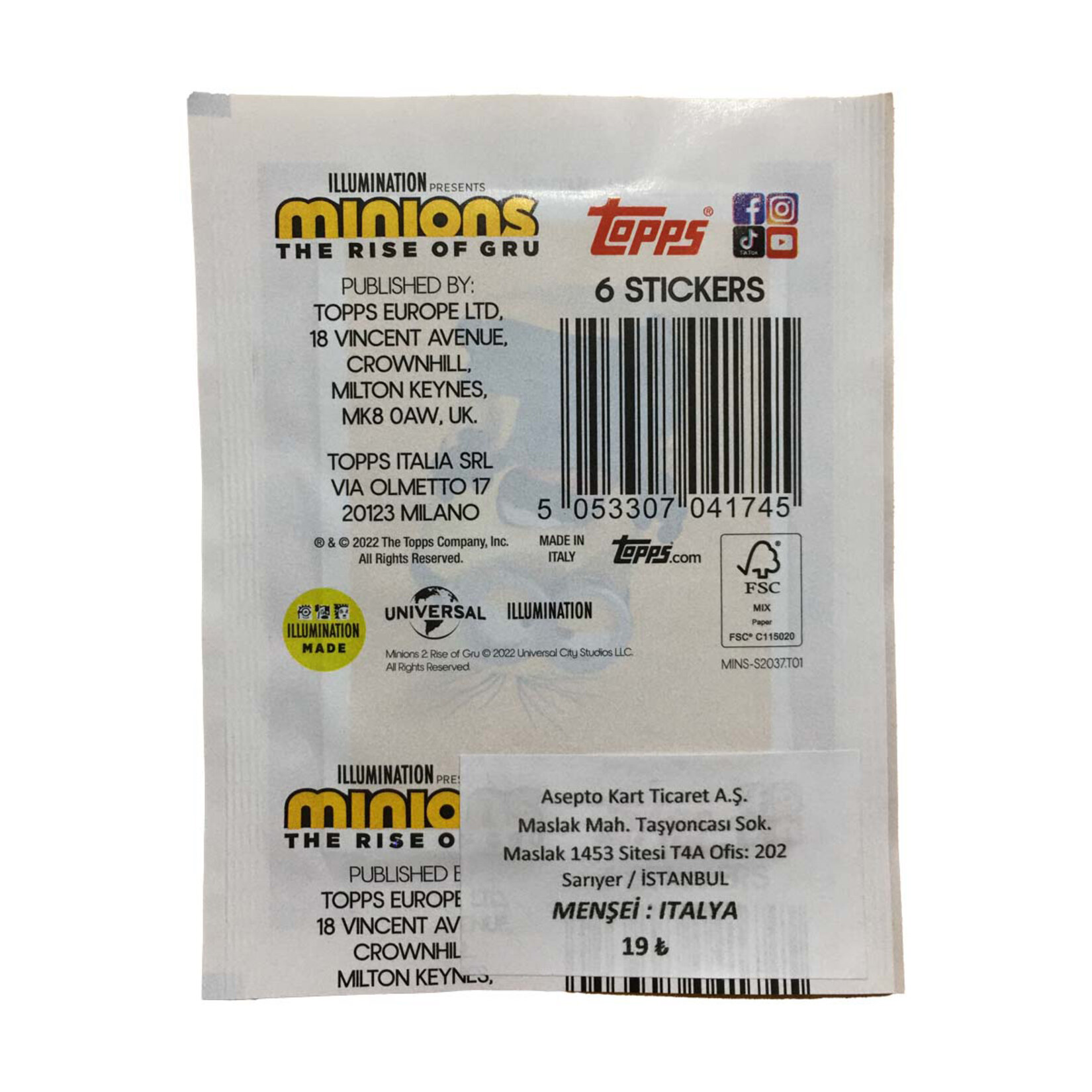 Topps Minions 2:Grunun Yükselişi 6'lı Sticker Paket - Görsel 2