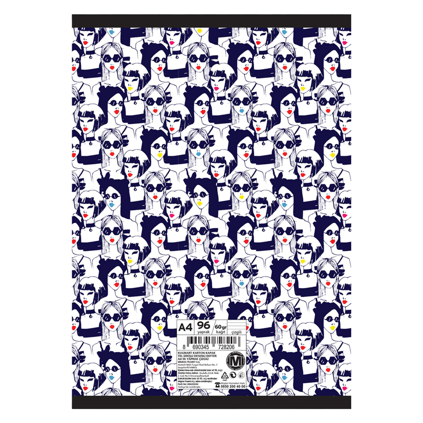 Kulinart Kk Tel Dikişli Desenli Defter A4 96 Yaprak Çizgili - Görsel 2