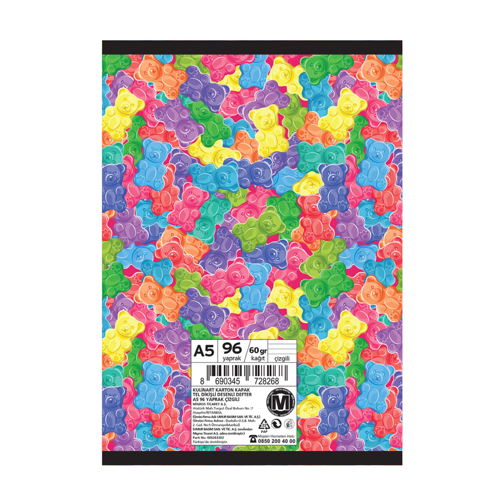 Kulinart Kk Tel Dikişli Desenli Çizgili Defter A5 96 Yaprak - Görsel 2