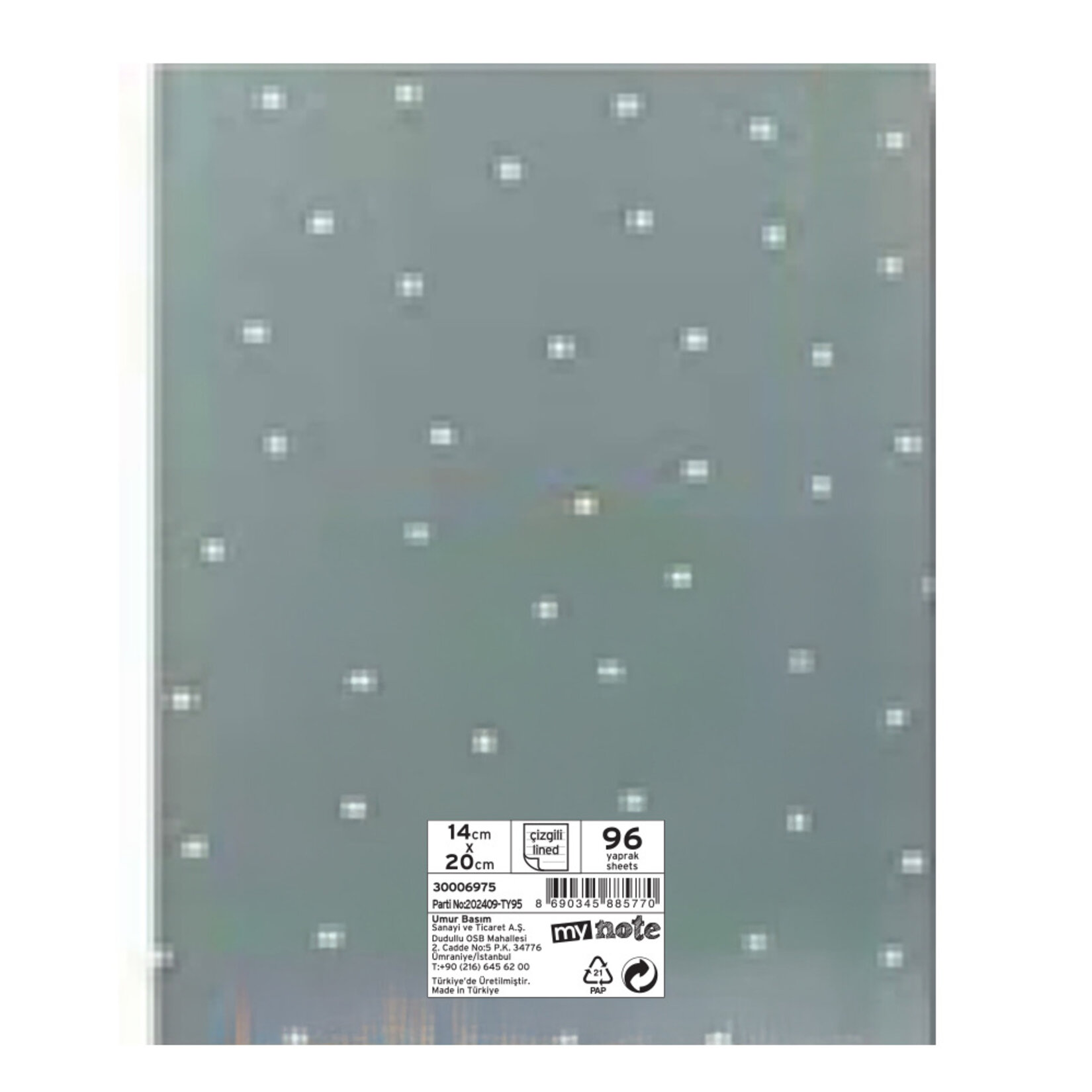 Mynote 96 Yaprak Lastikli Defter Çizgili 14X20 Cm - Görsel 2