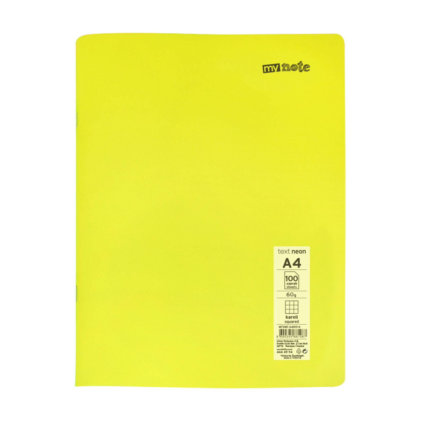 Mynote Kareli Defter Text Neon A4 100 Yaprak - Görsel 5