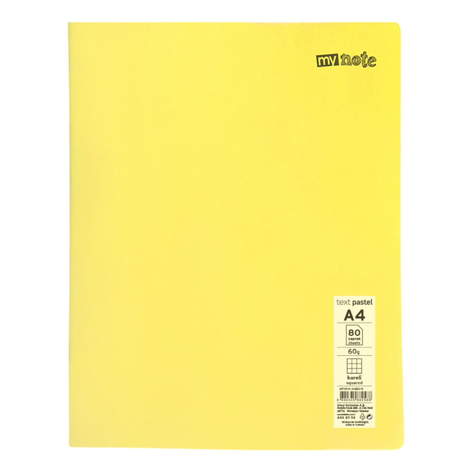 Mynote Text Pastel Kareli Defter A4 80 Yaprak