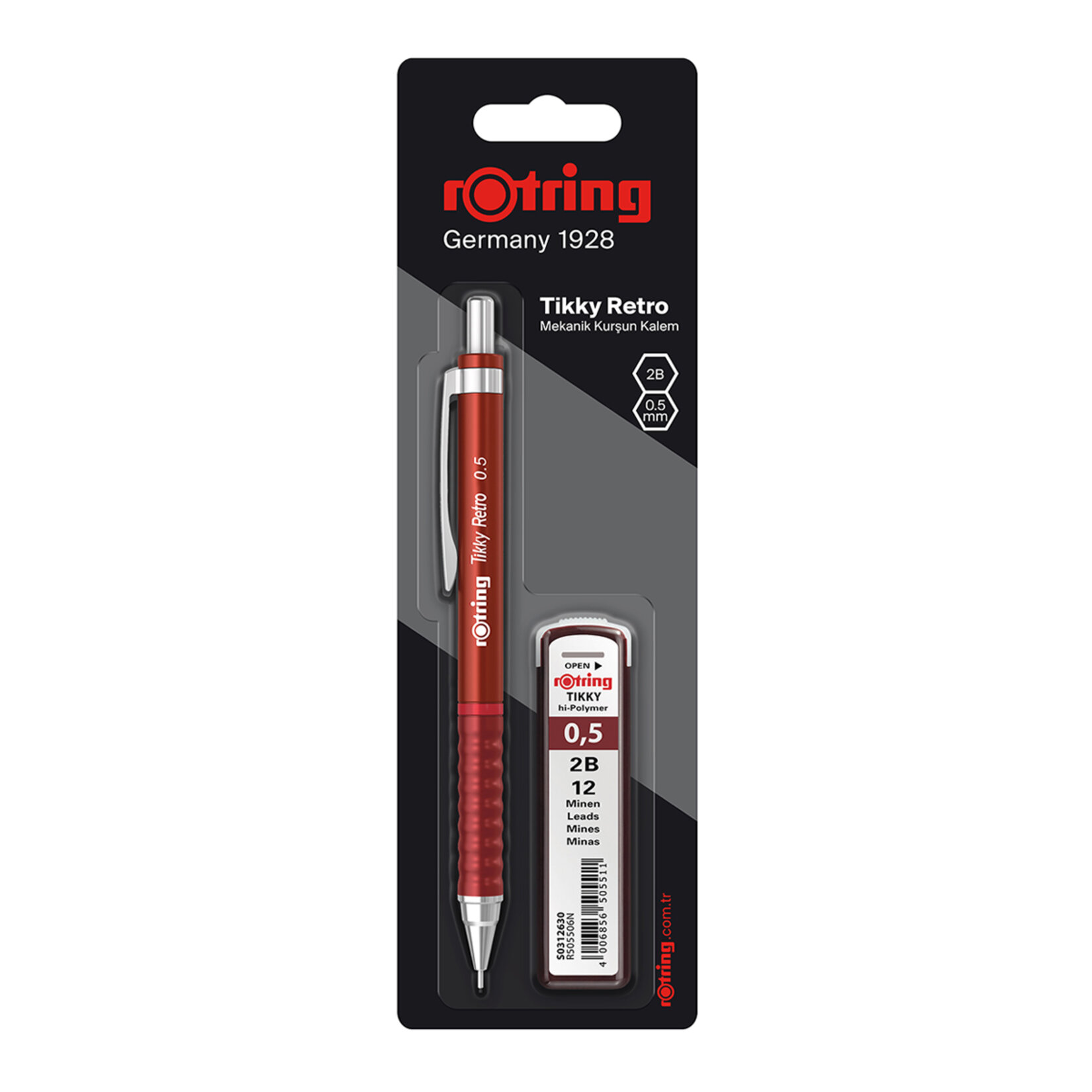 thumbnail interactive-video image 1 of ROtring Tikky Retro Mechanical Pencil 2B 0.5 Mm Red With Ribbed Comfort Grip Pack Of 12 1 of 12