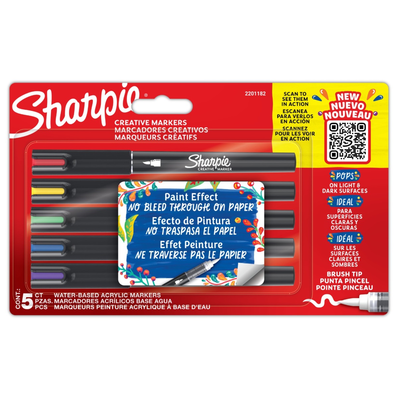 Sharpie Akrilik Markör Fırça Uç 5'li Blister