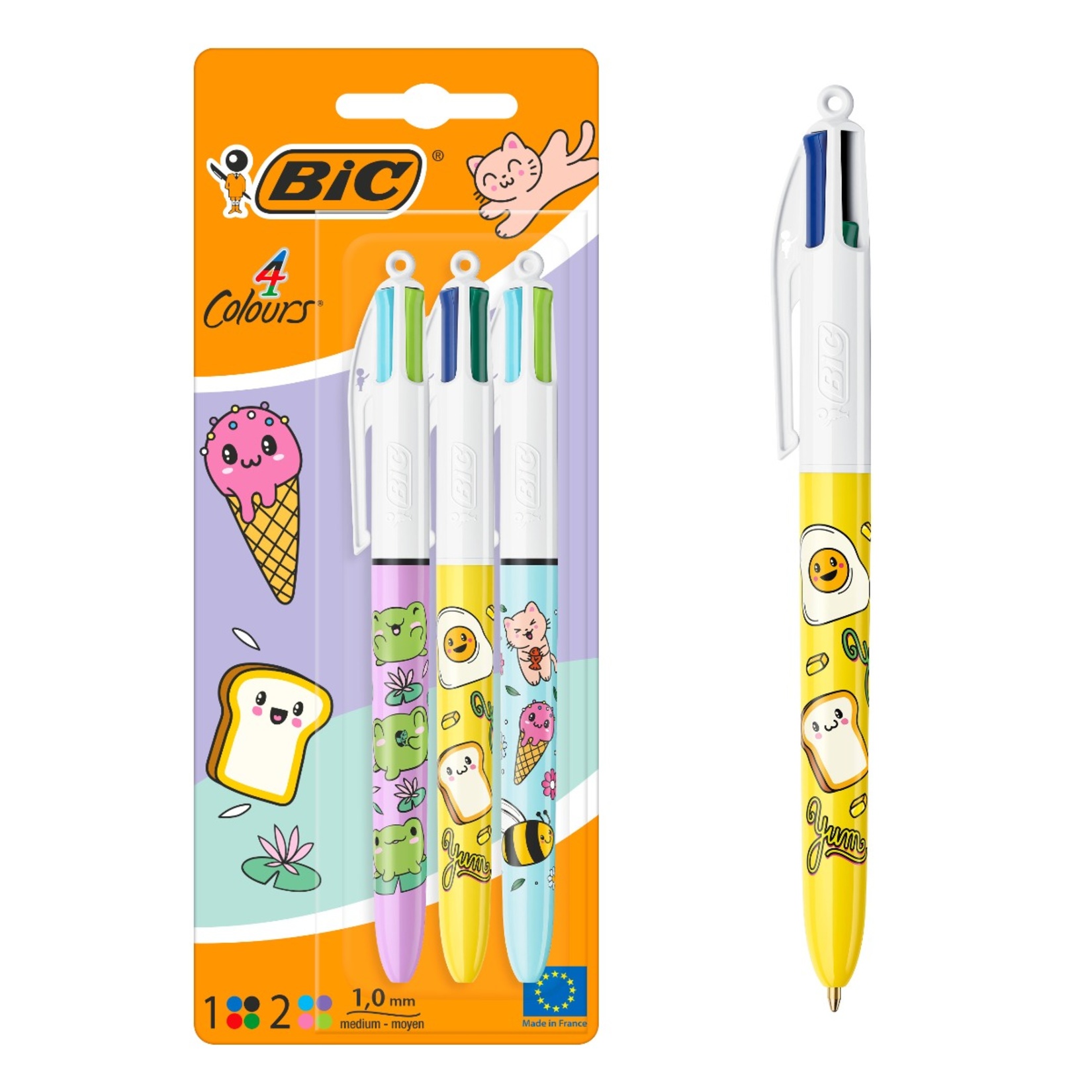 Bic 4 Colours Kawaii Tükenmez Kalem 3'lü - Görsel 1