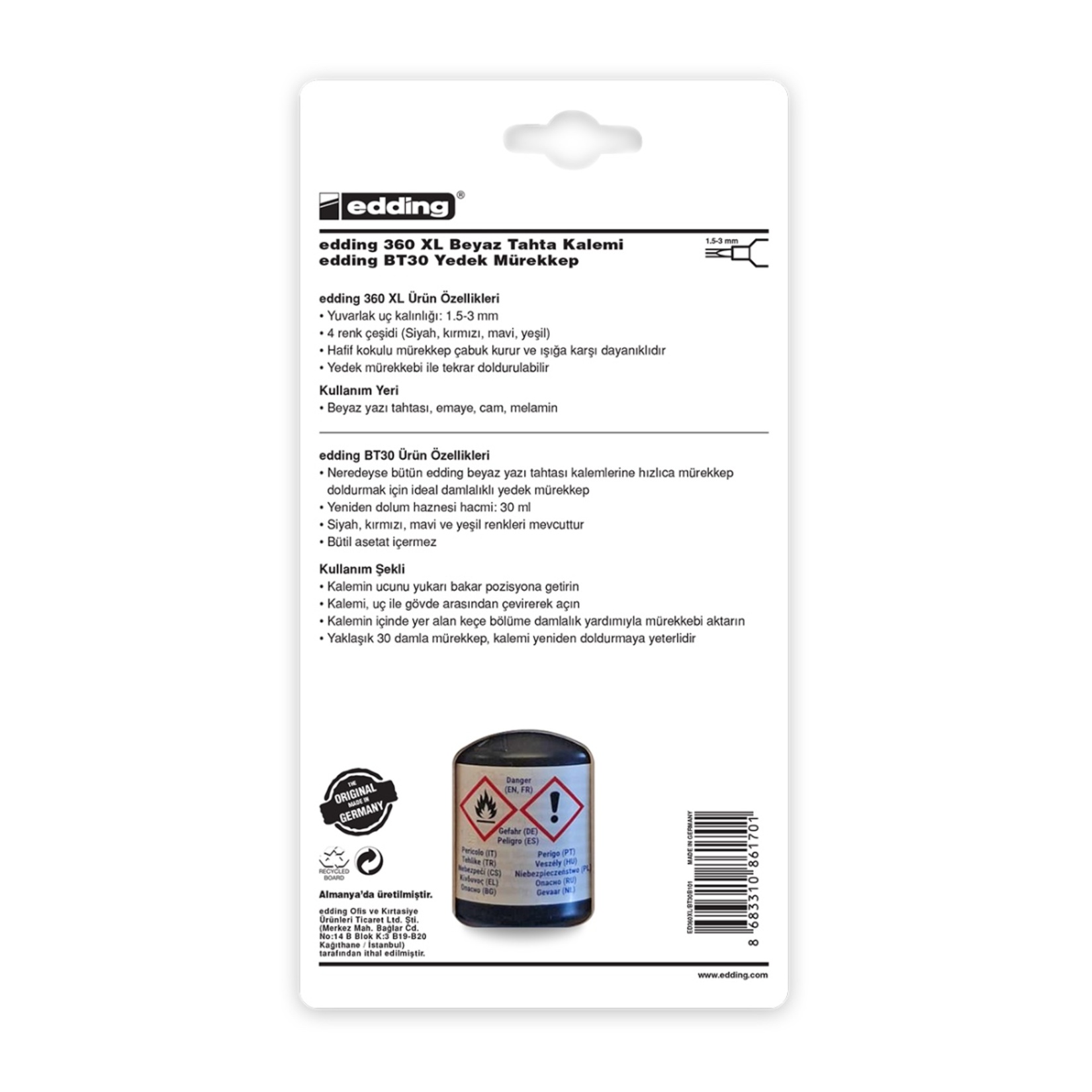 Edding 360XL Tahta Kalemi + 30 Ml Yedek Mürekkep Set - Görsel 2