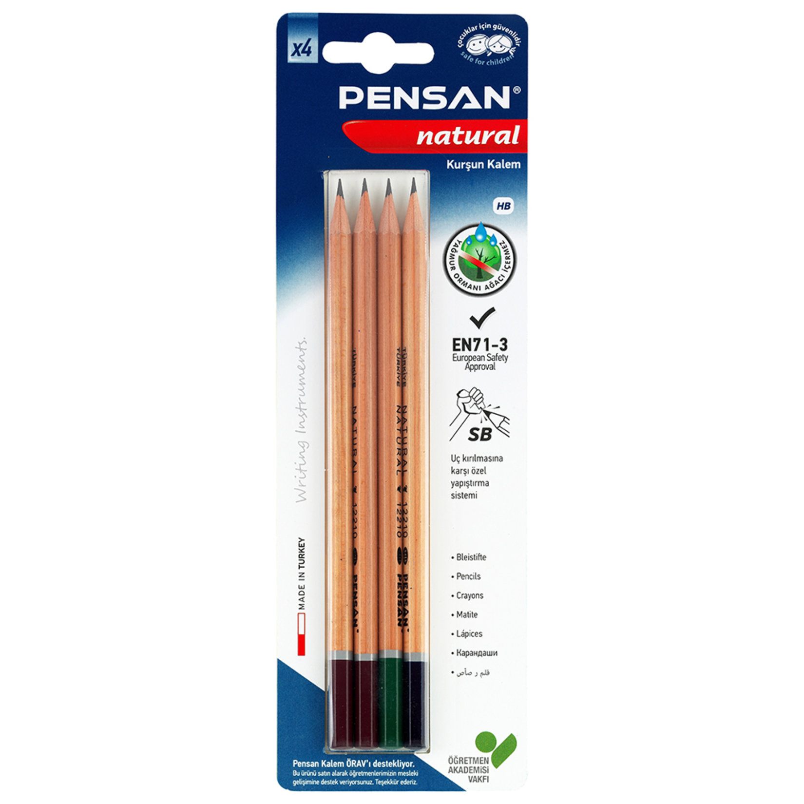 Pensan Naturel Kurşun Kalem 4'Lü