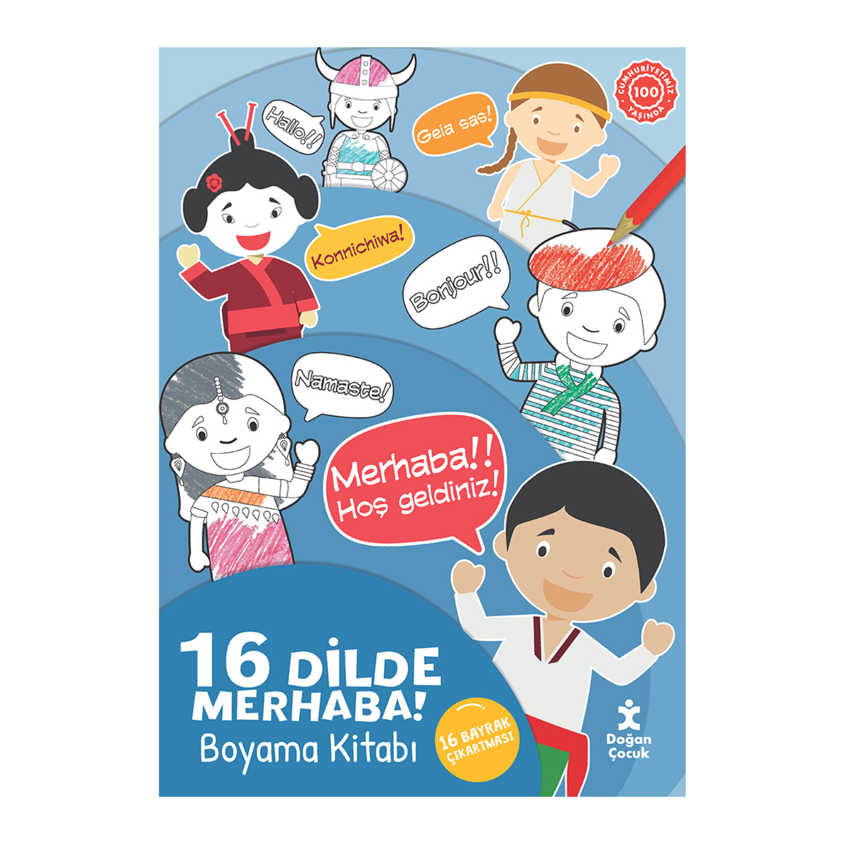 Onaltı Dilde Merhaba Boyama Kitabı