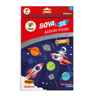 Lino Boya Sil Aktivite Boyama Kitabı Uzay