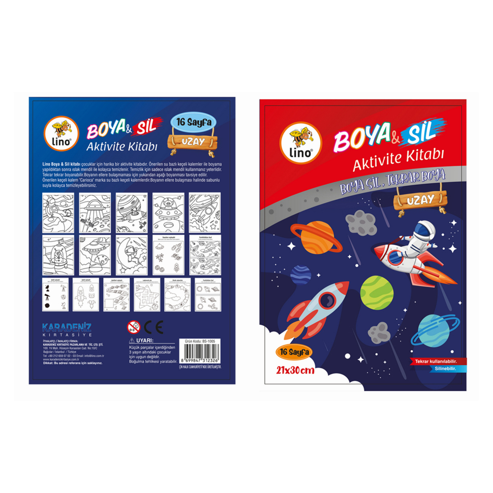 Lino Boya Sil Aktivite Boyama Kitabı Uzay - Görsel 2
