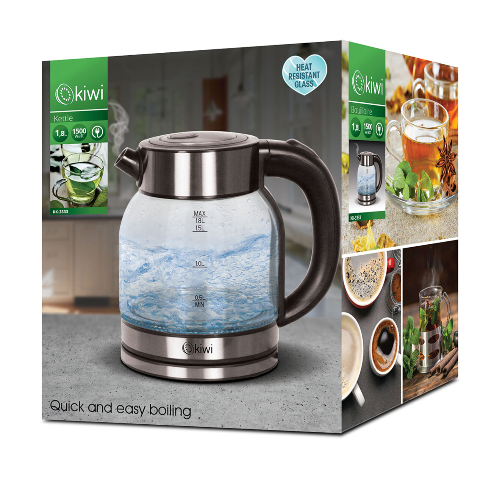 Kiwi KK-3333 Çelik Tabanlı Cam Su Isıtıcı - Görsel 2