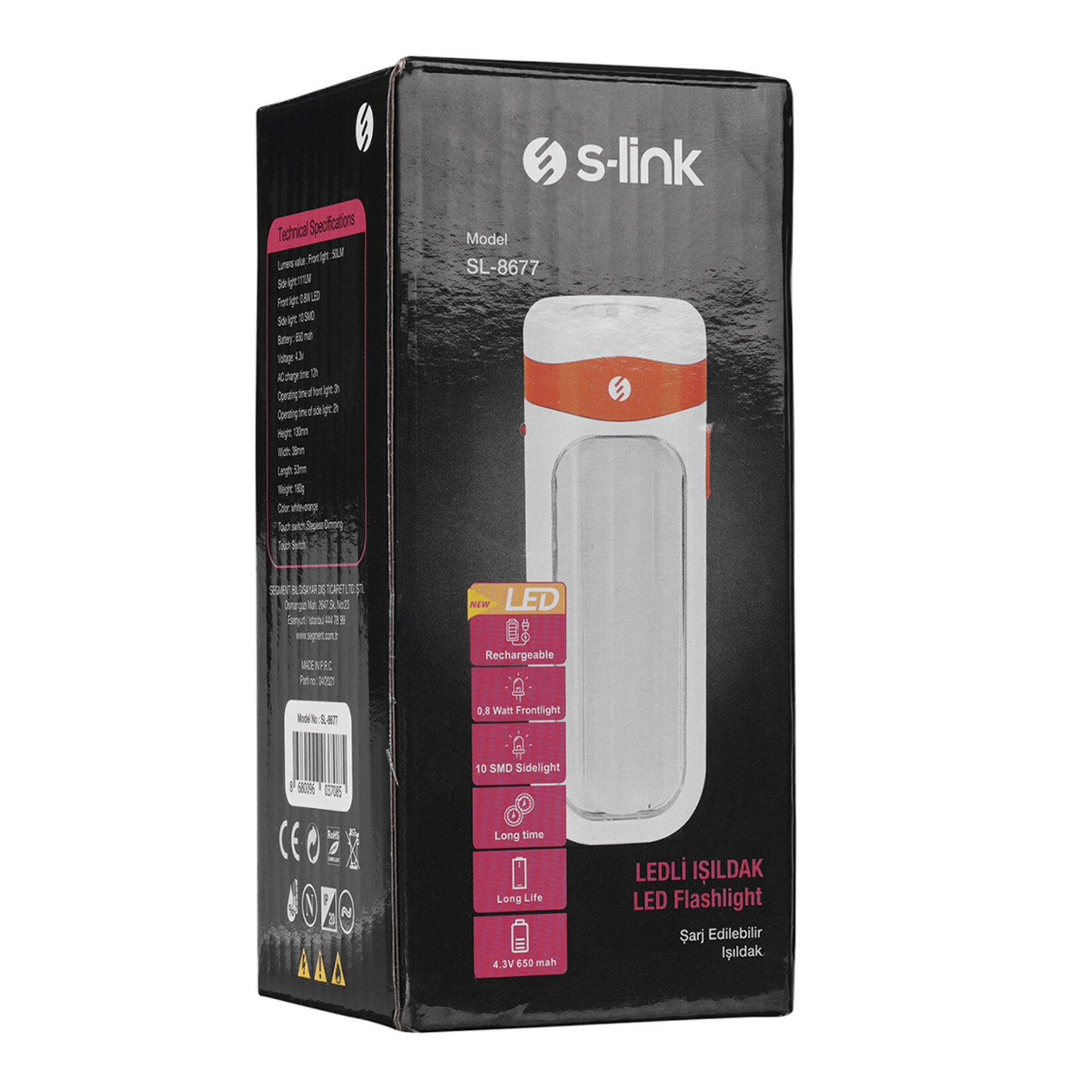 S-Link SL-8677 1W 1+10Smd Ledli Şarjlı Işıldak