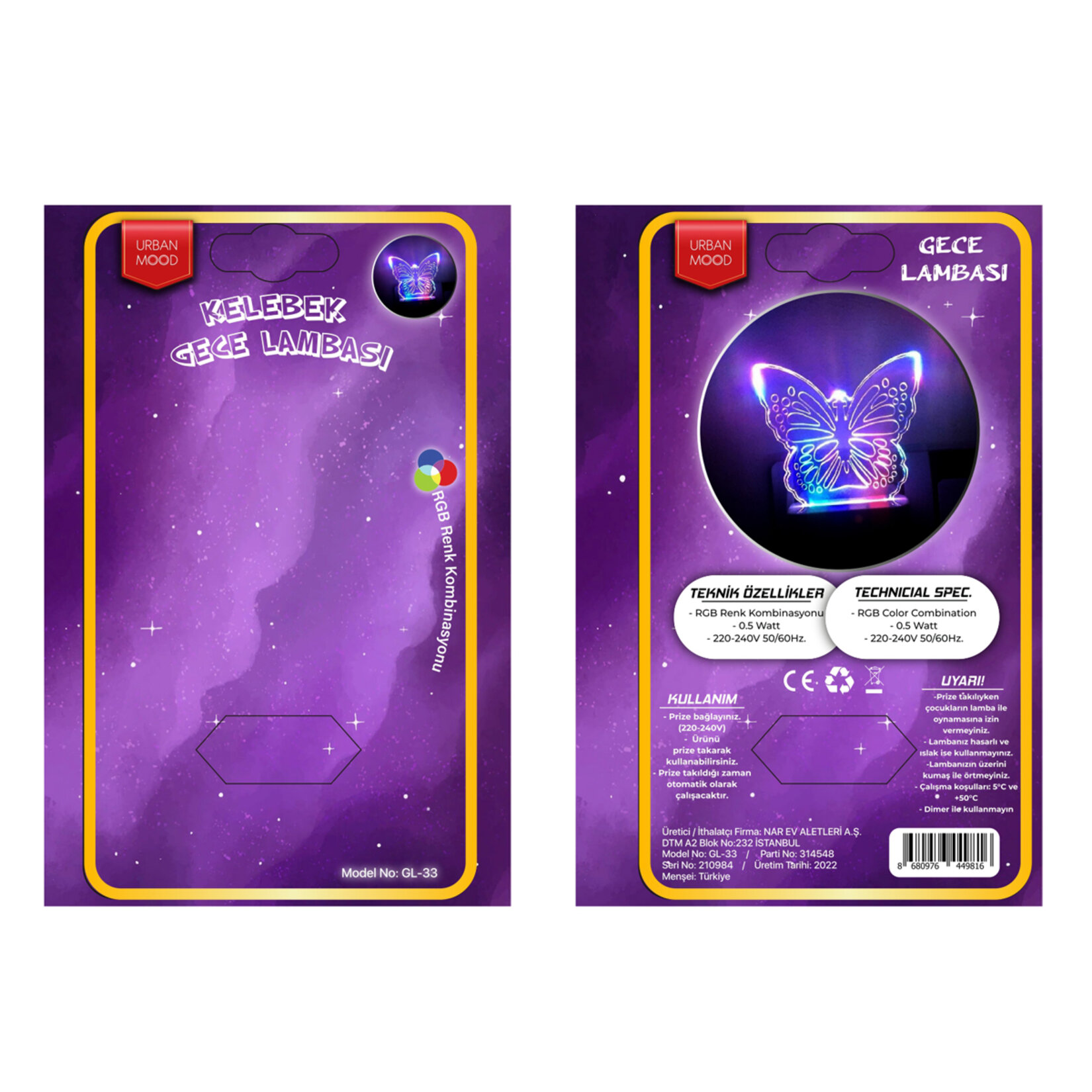 Urban Mood Prize Takılan 3 Boyutlu Gece Lambası GL-33 - Görsel 1