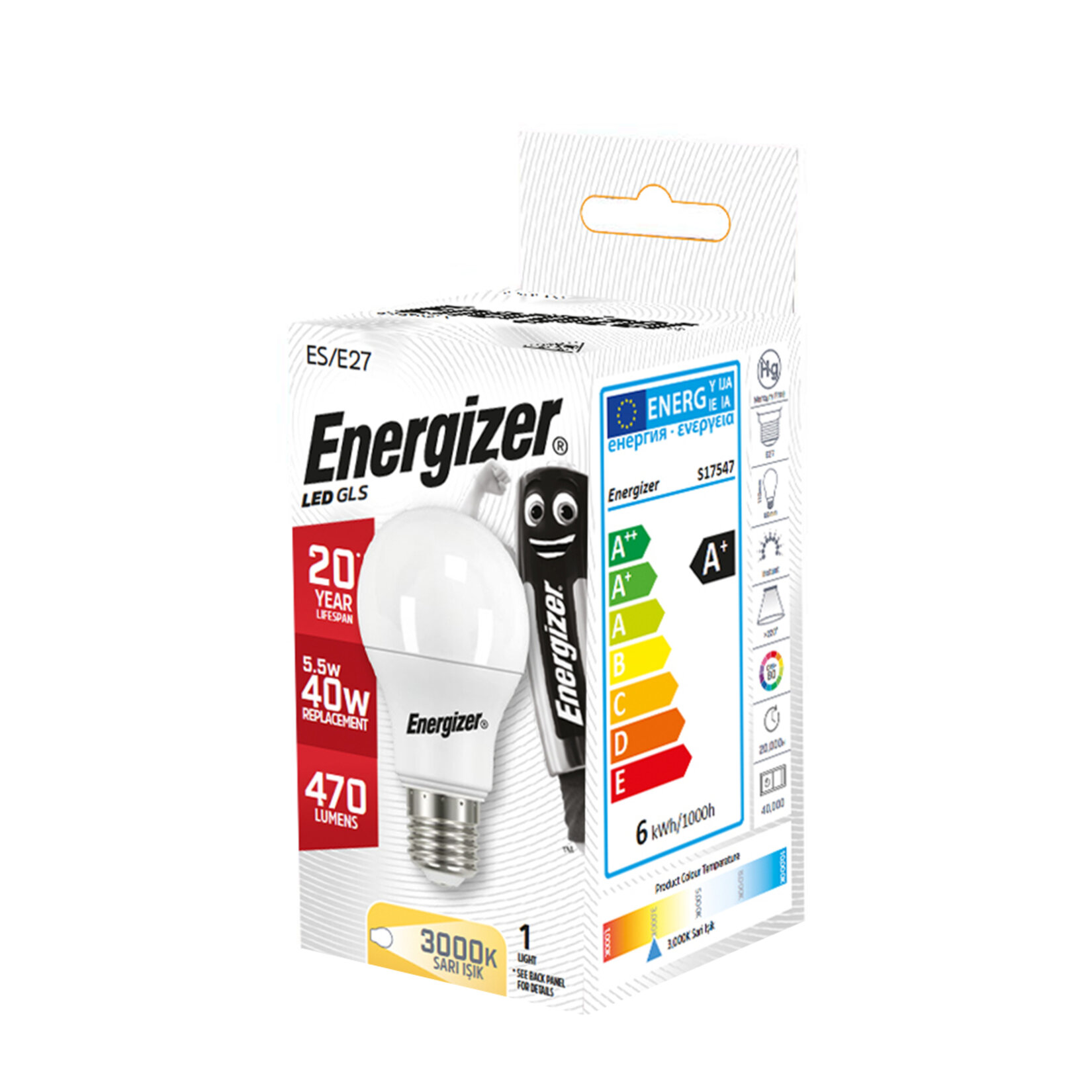 Energizer Led Gls 470Lm 5.2W 40W Sarı Işık