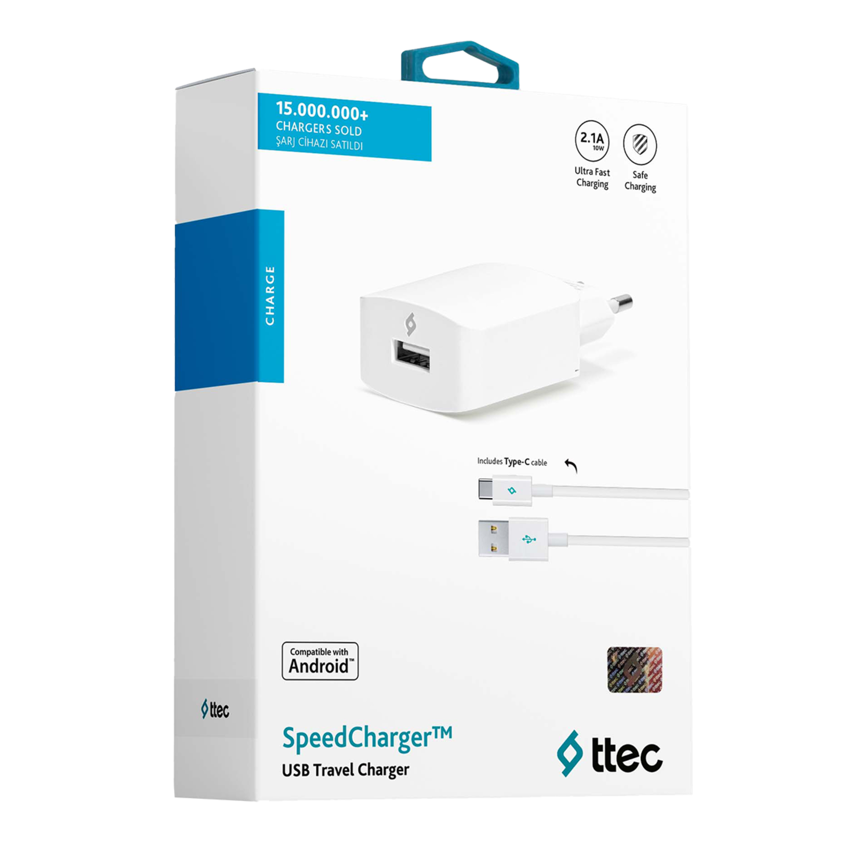 Ttec Hızlı Şarj  2.1A Type-c Kablolu Seyahat Şarj Cihazı - Görsel 2