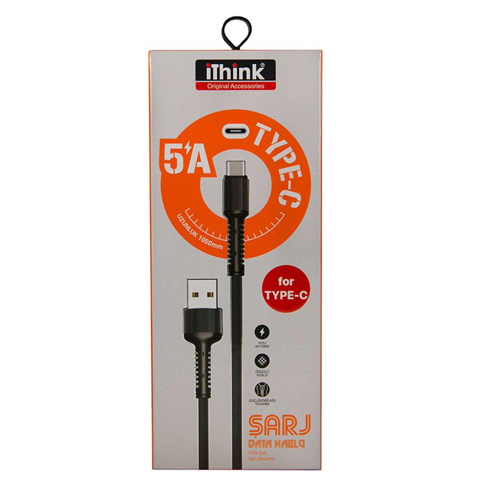 i'think Gold Örgülü USB-A to USB-C Kablo 1 M (K63C) - Görsel 1