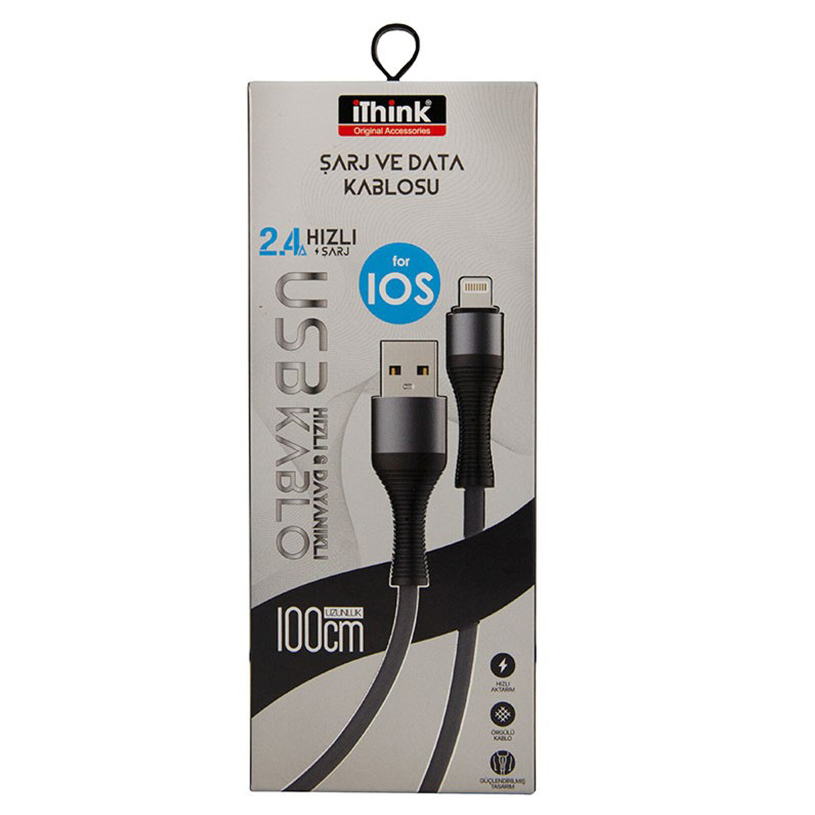 i'think Gold Örgülü USB-A to Lightning Kablo 1 M (K401A) - Görsel 2