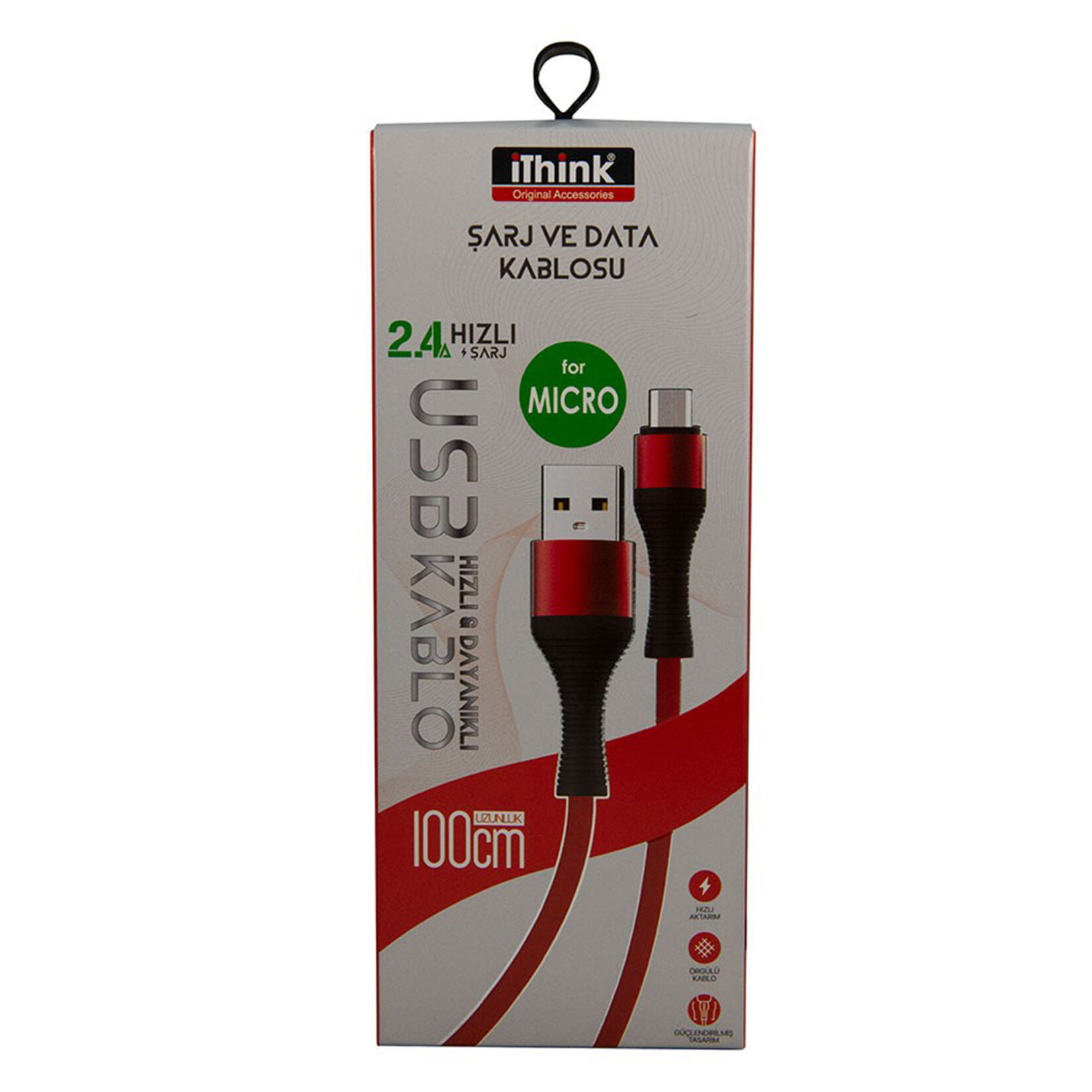 i'think Gold Örgülü USB-A to Mikro Kablo 1 M (K401M) - Görsel 1