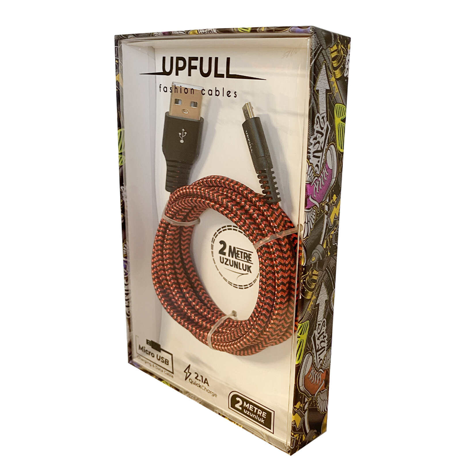Upfull Örgülü Micro USB Kablo 2 Metre NT-56 - Görsel 1