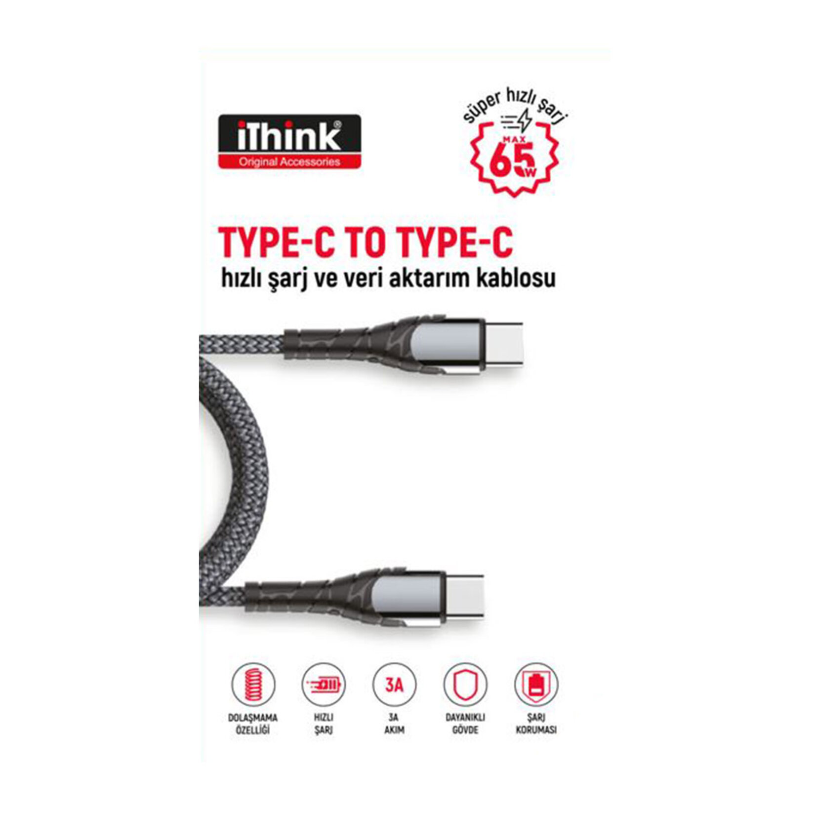 i'think Gold USB-C to USB-C Hızlı Şarj Kablo (KC21C)