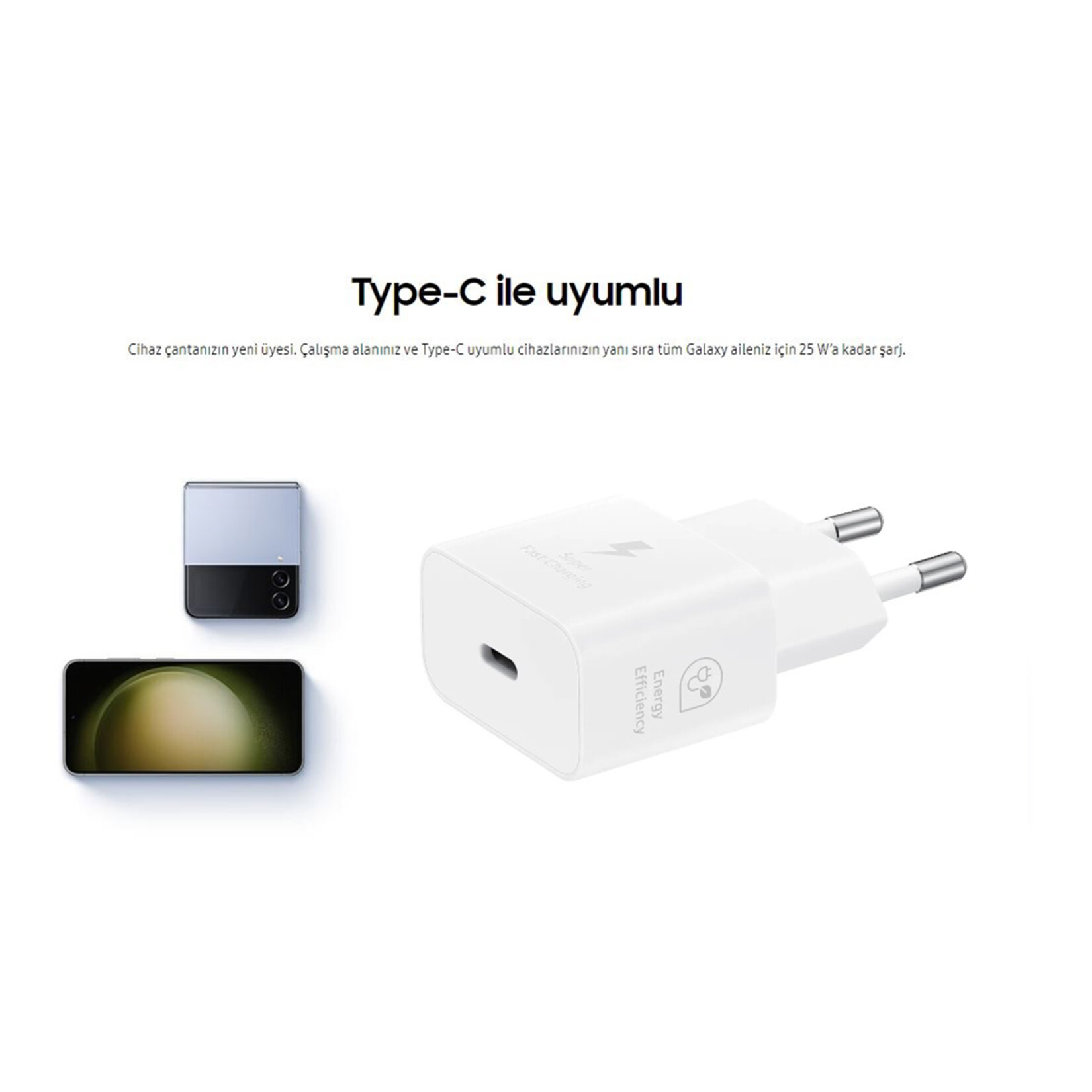 Samsung EP-T2510NWEGWW Type-C 25W Hızlı Şarj Adaptörü Beyaz - Görsel 2