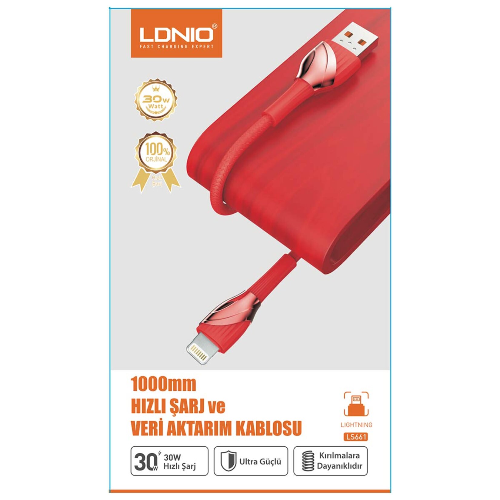 Ldnio Lightning Şarj - Veri Aktarım Kablosu LS661