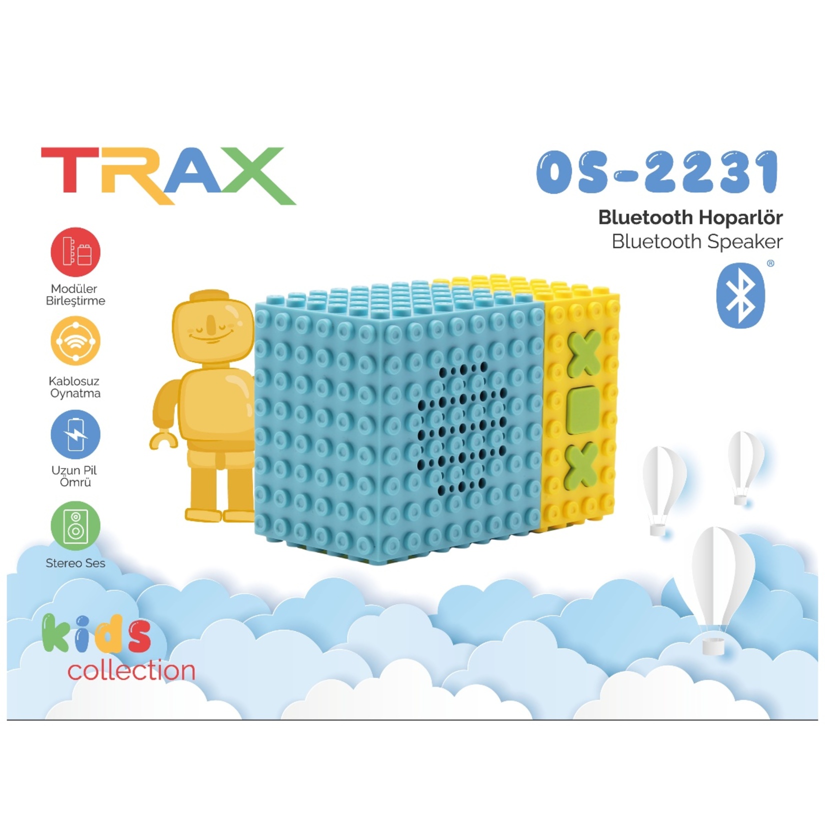 Trax OS-2231 Bluetooth Hoparlör Sarı Mavi A&b - Görsel 1