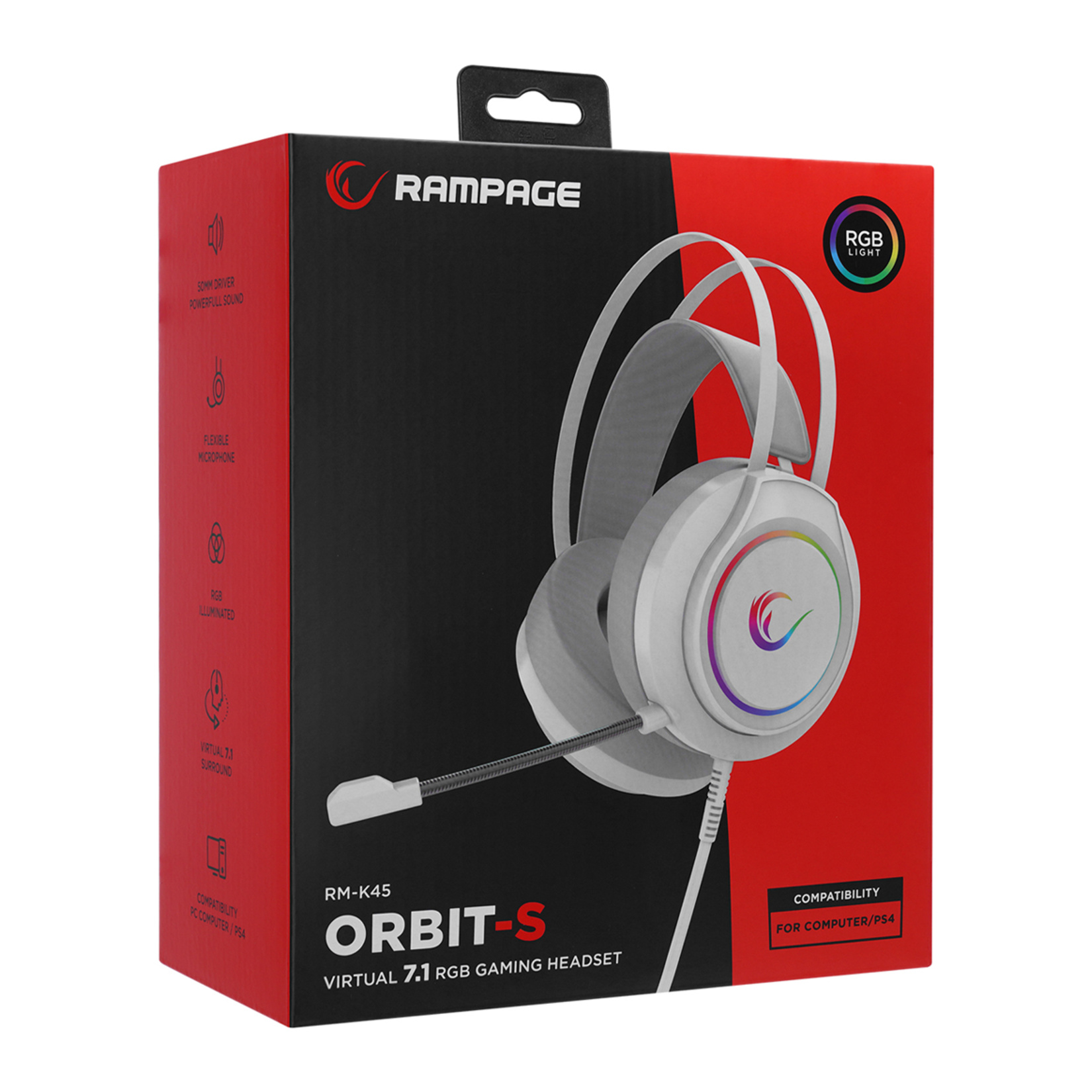 Rampage RM-K45 Orbit-S Beyaz RGB Led 7.1 Gaming Mi