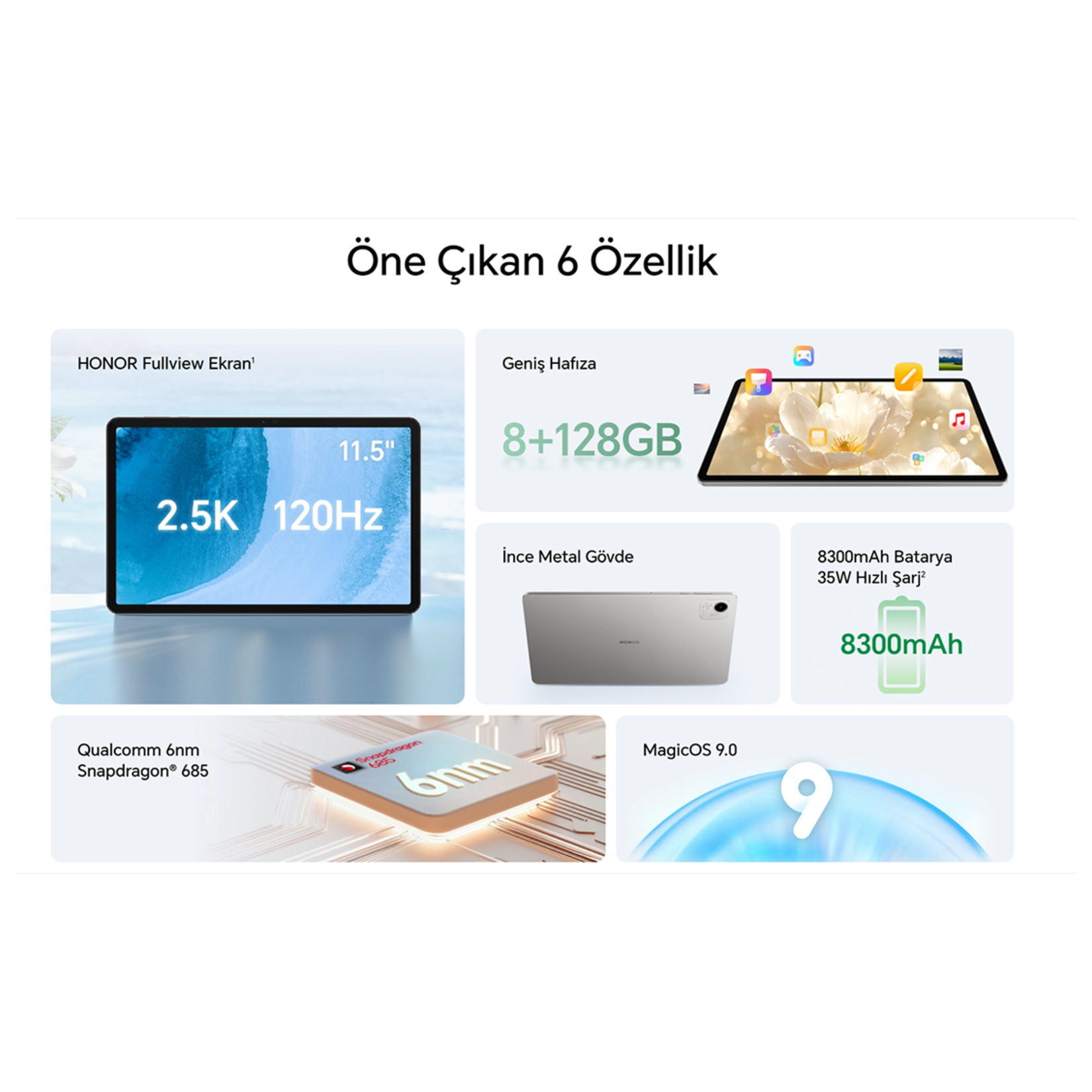 Honor Pad X9A 8/128 GB 11.5'' Gri Tablet + Kılıf - Görsel 6