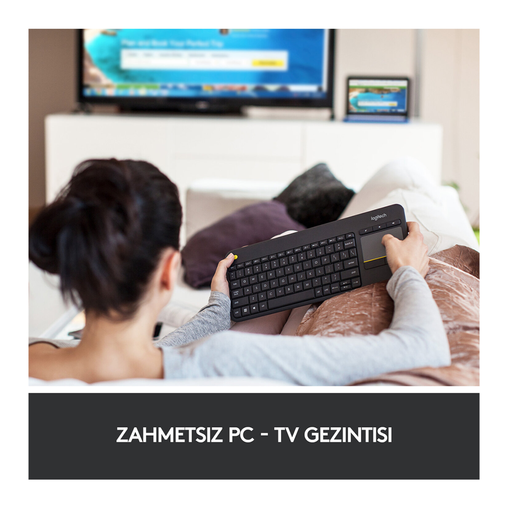 Logitech K400 Plus Kablosuz Touch Klavye Siyah - Görsel 2