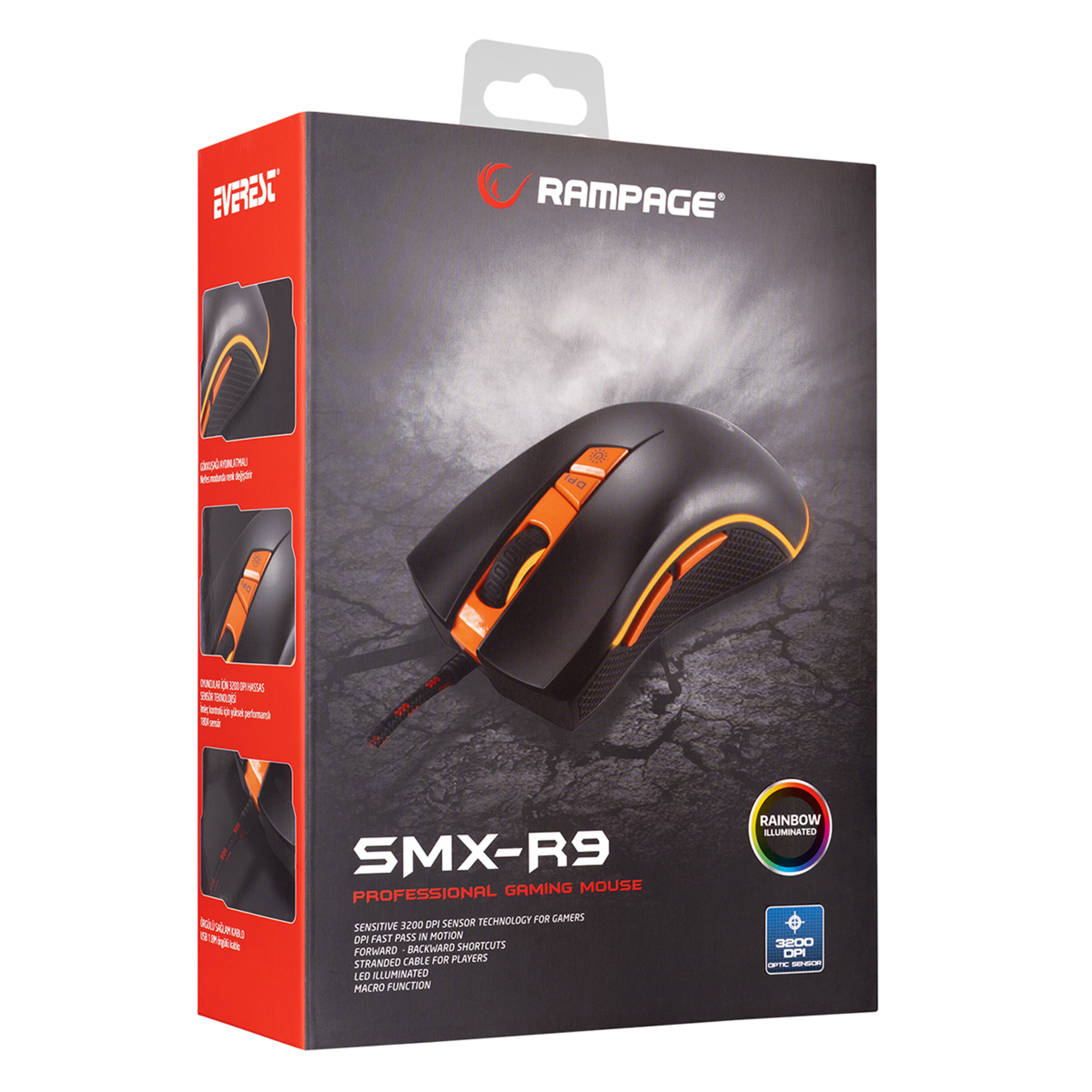 Rampage SMX-R9 USB Siyah/Turuncu Oyuncu Mouse - Görsel 1