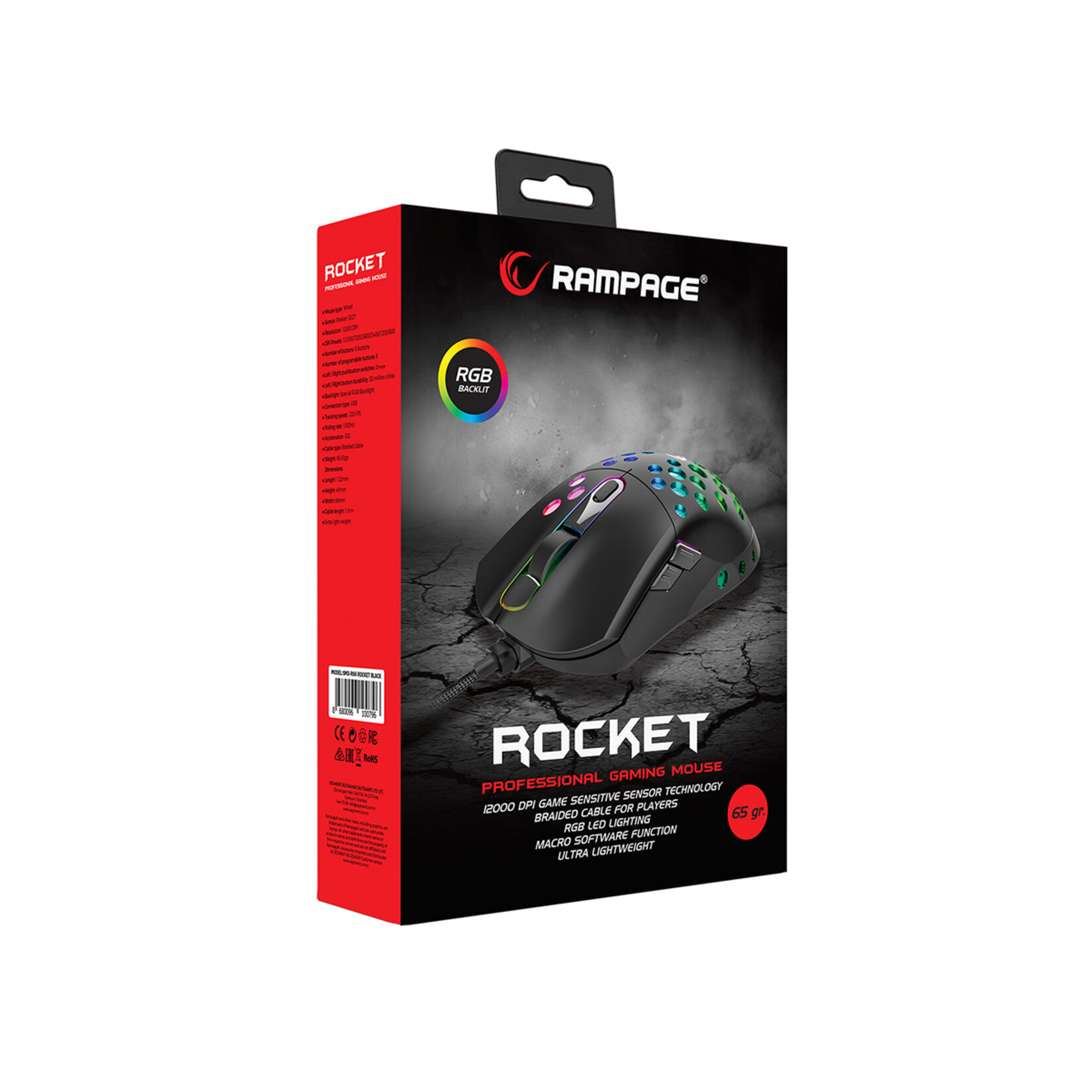 Rampage SMX-R66 Rocket Ul Hafif Siyah Oyuncu Mouse - Görsel 1